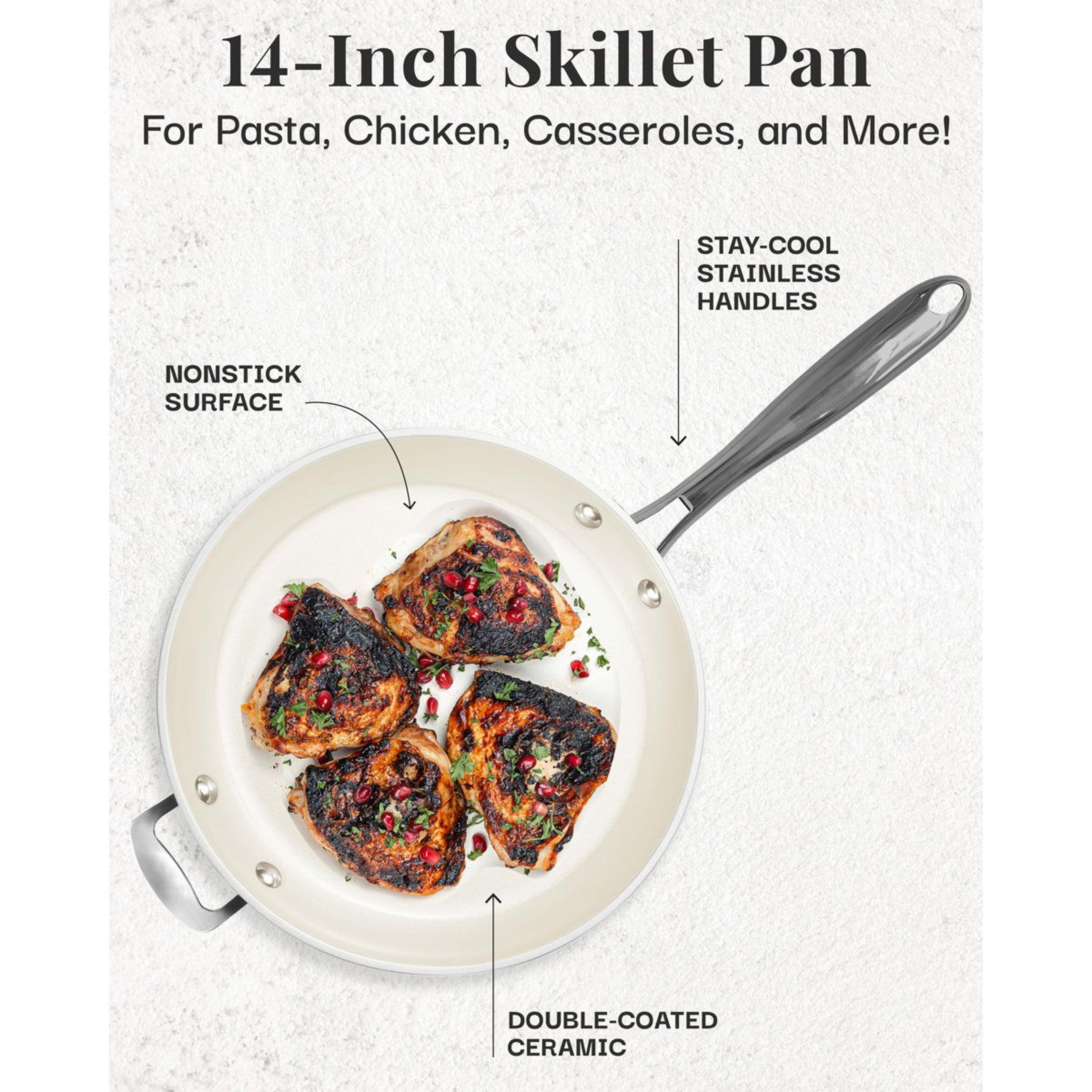 14 Inch Ceramic Nonstick Family Frying Pan With Helper Handle 5