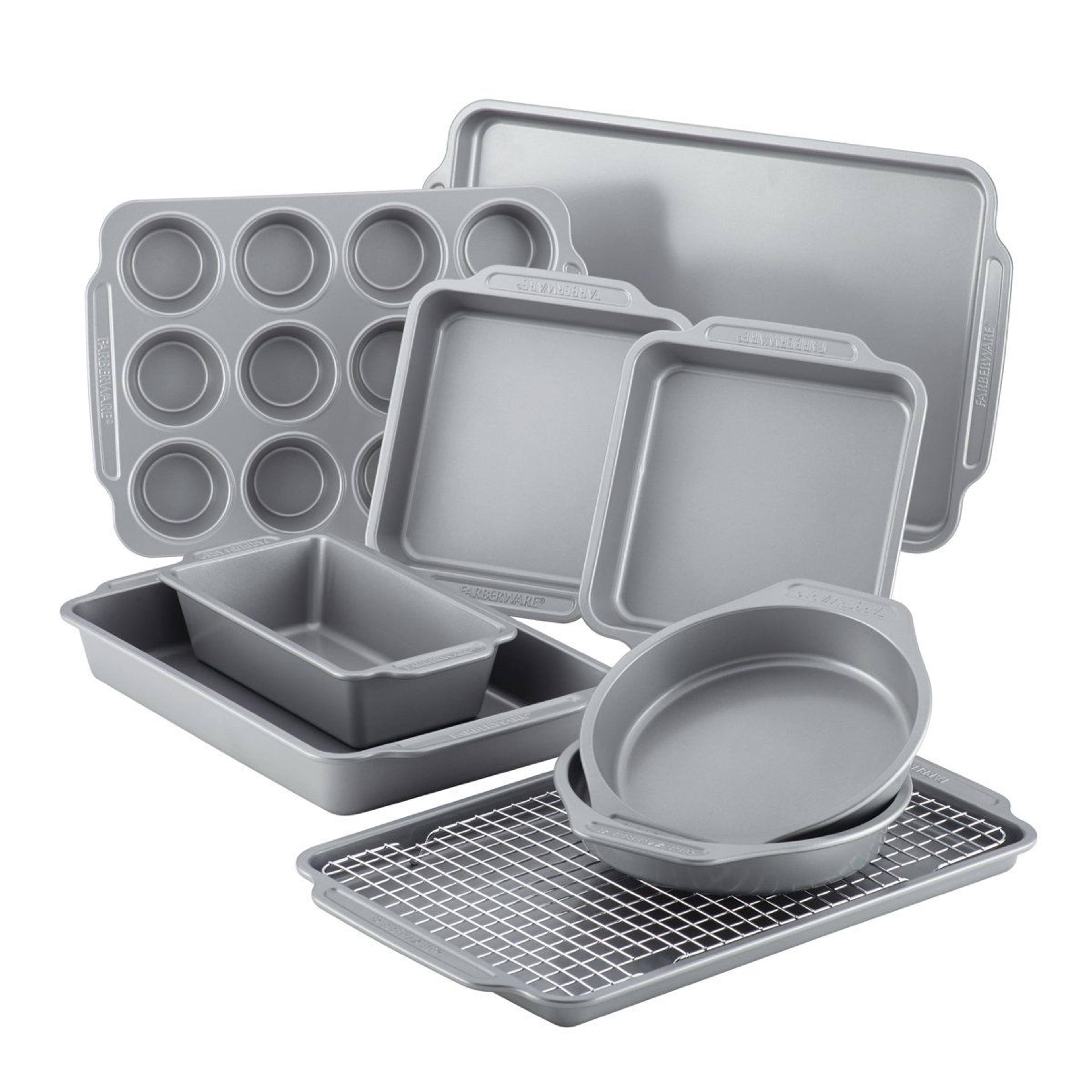 10 Piece Nonstick Bakeware Set With Cooling Rack And Steel Baking Pans 14