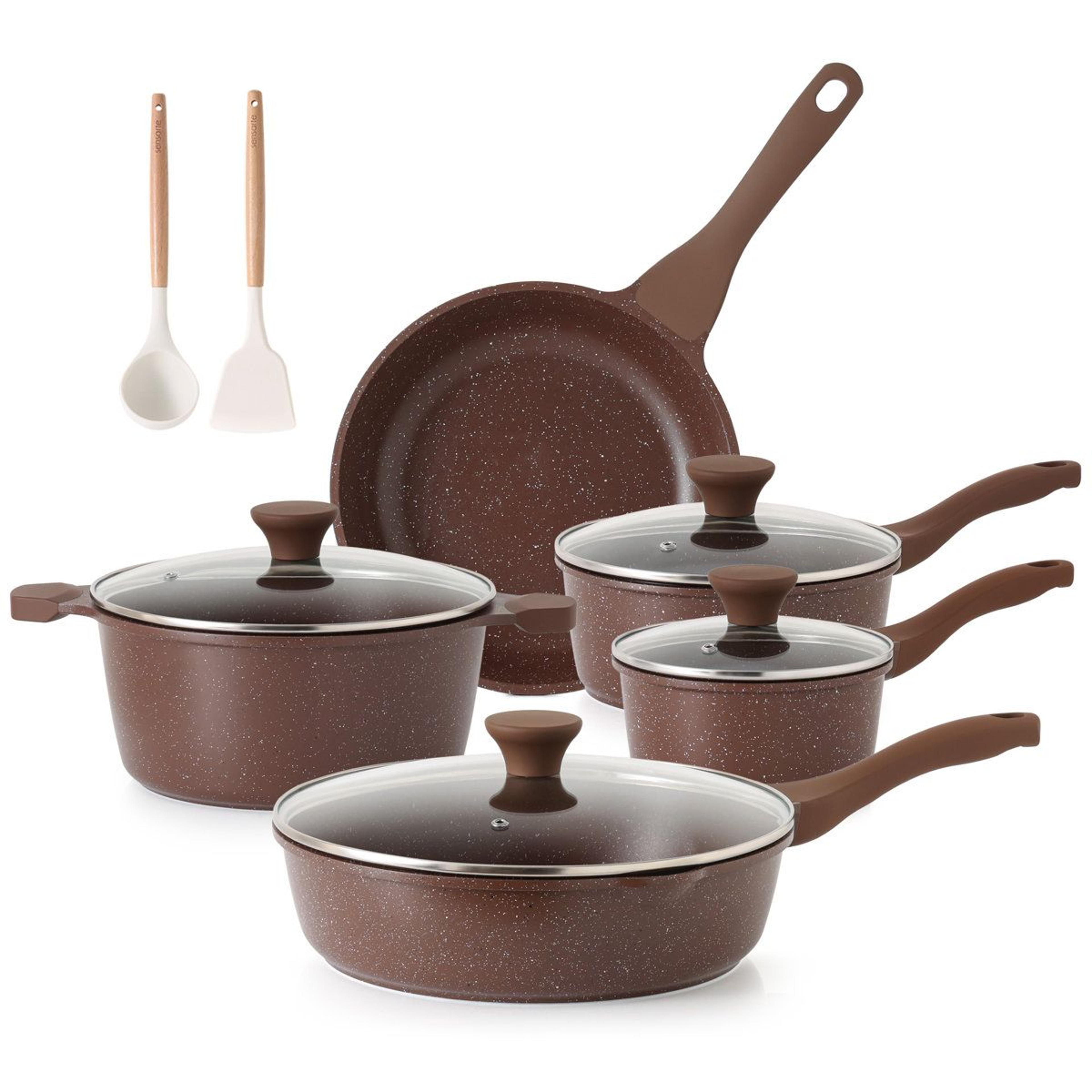 17 Piece Ceramic Cookware Set Nonstick Pots And Pans Induction Compatible Healthy Cooking Set 11