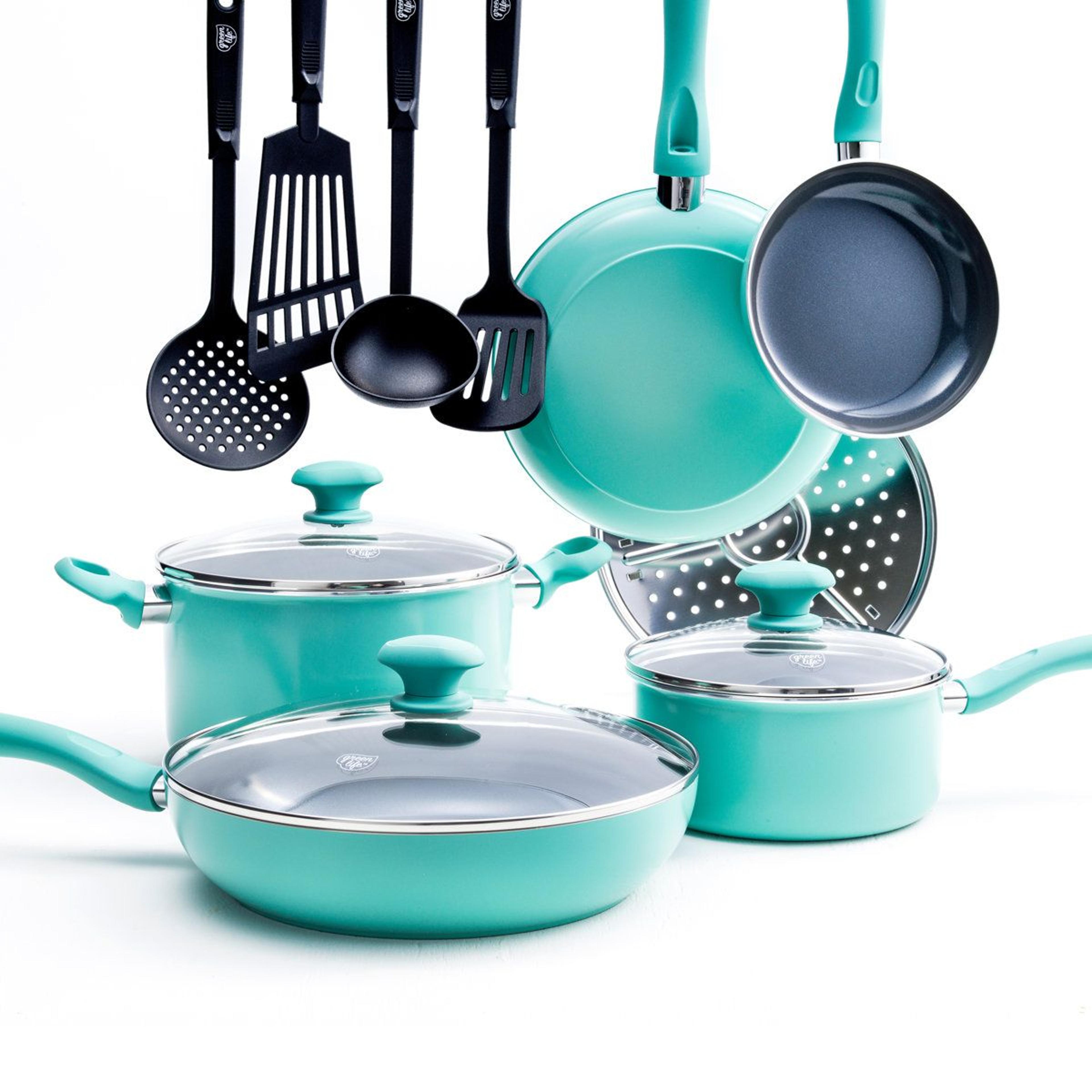 13 piece ceramic nonstick cookware set with stay cool handles and lids
