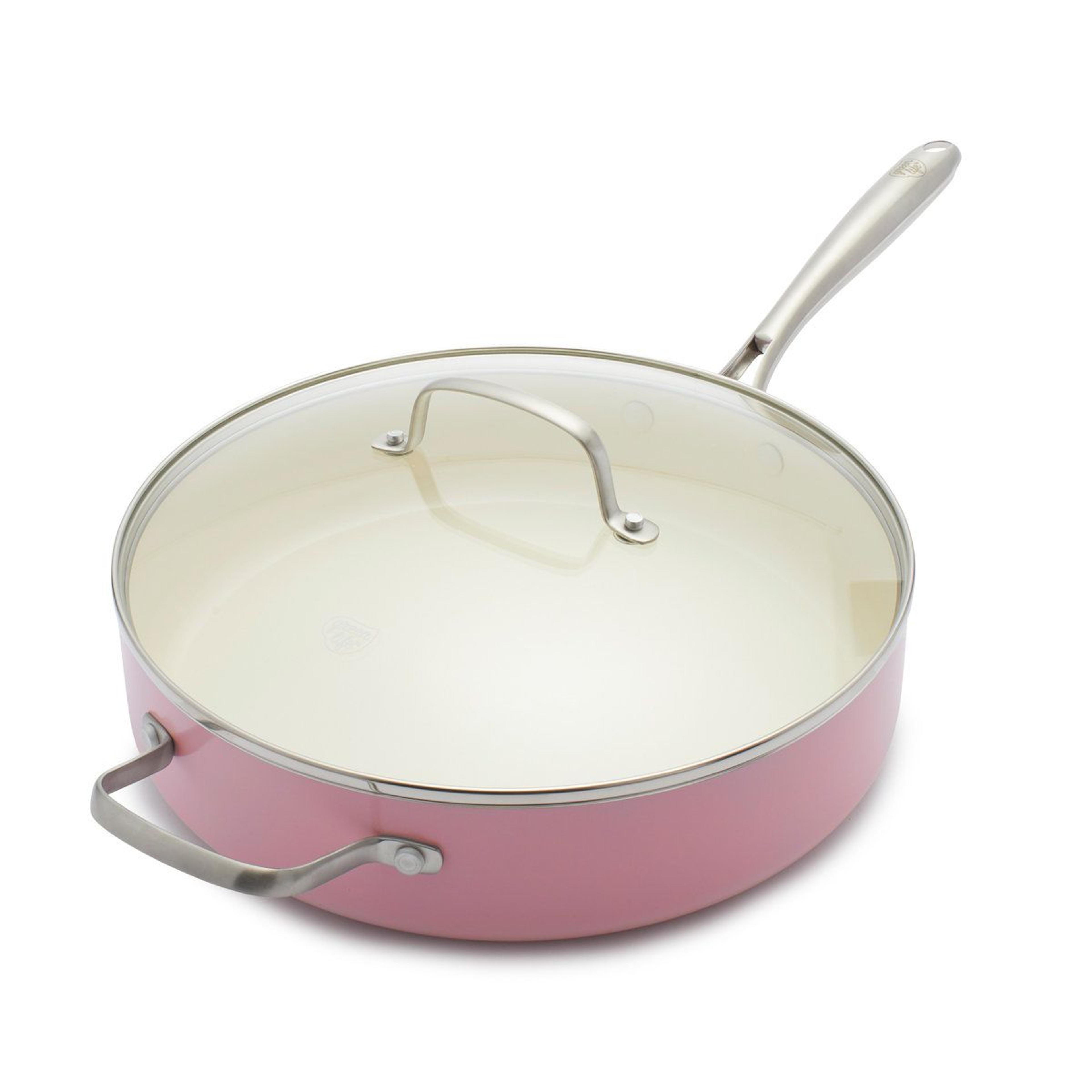 5 quart ceramic nonstick saute pan with glass lid and helper handle