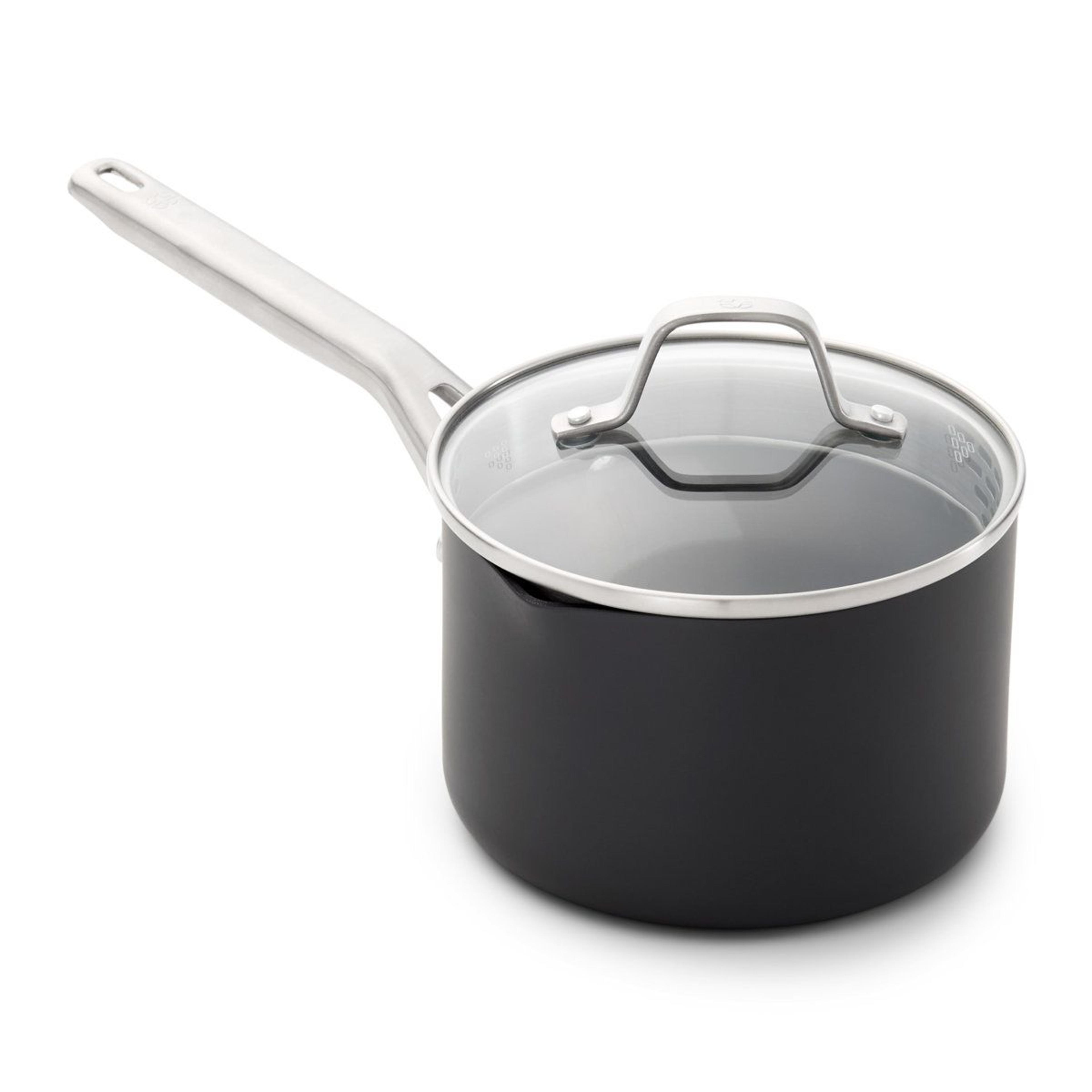 hard anodized nonstick 2.5 quart saucepan with lid for everyday cooking