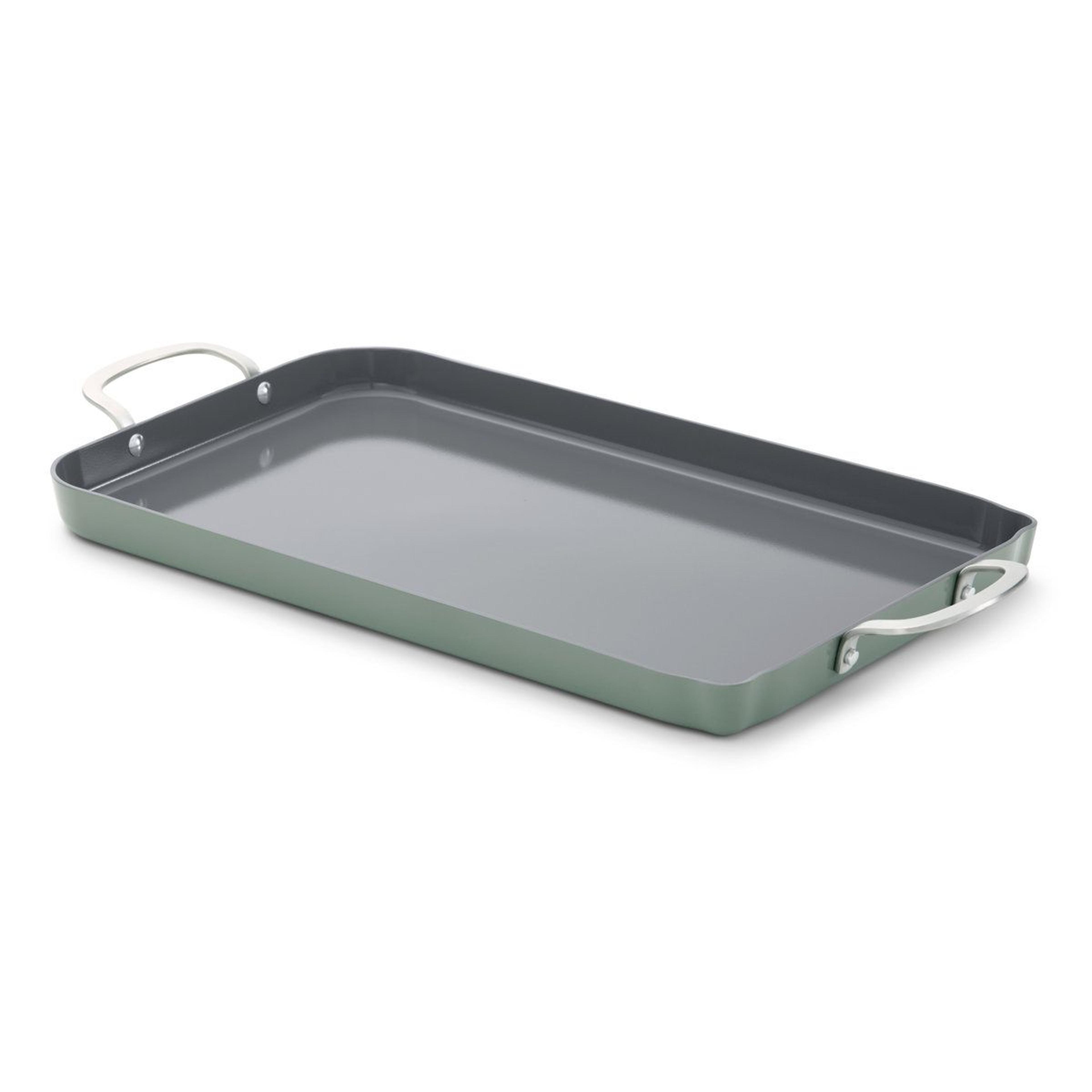 ceramic nonstick double stovetop griddle pan for pancakes breakfast and everyday cooking