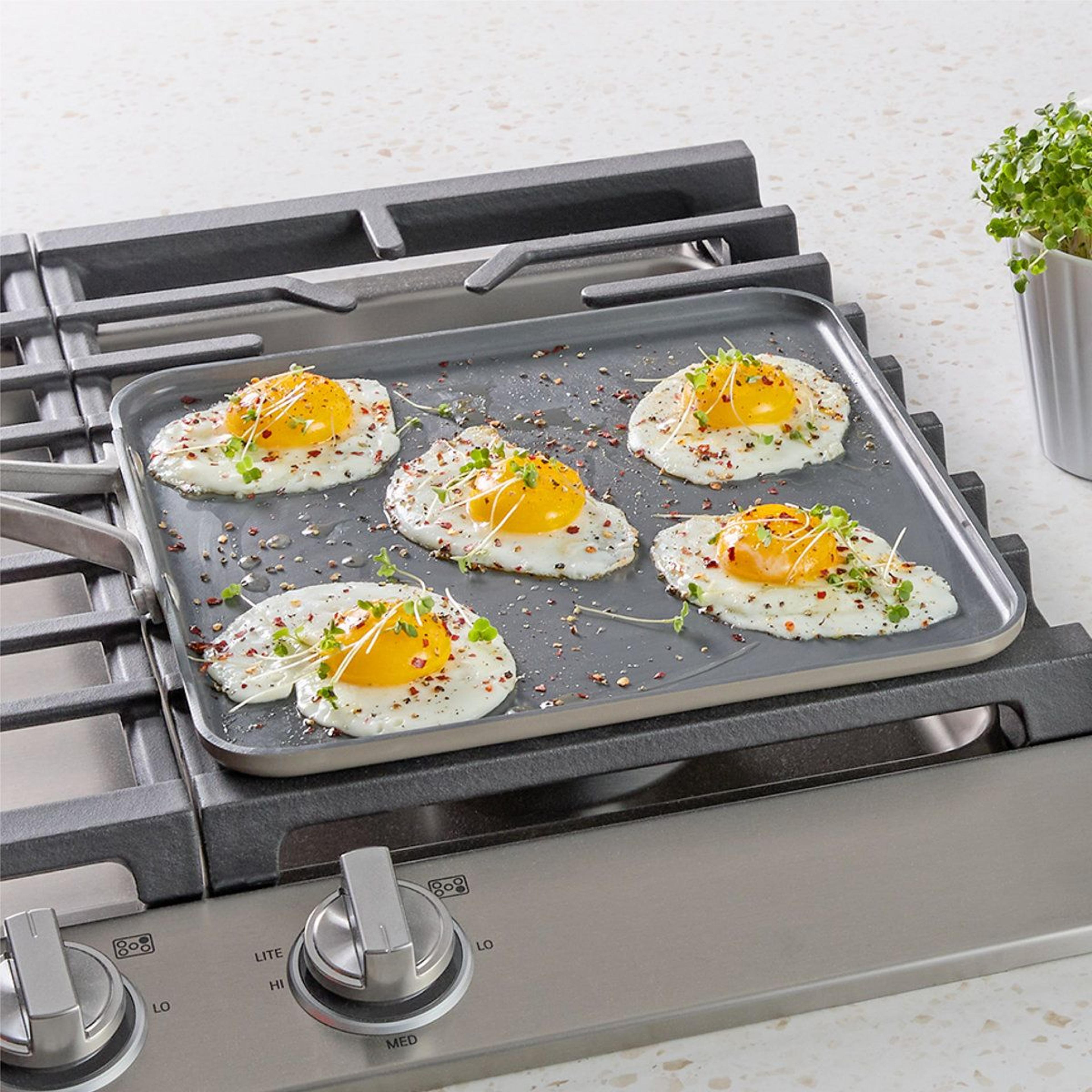 11 Inch Ceramic Nonstick Square Griddle Pan PFAS Free Hard Anodized Cookware 3