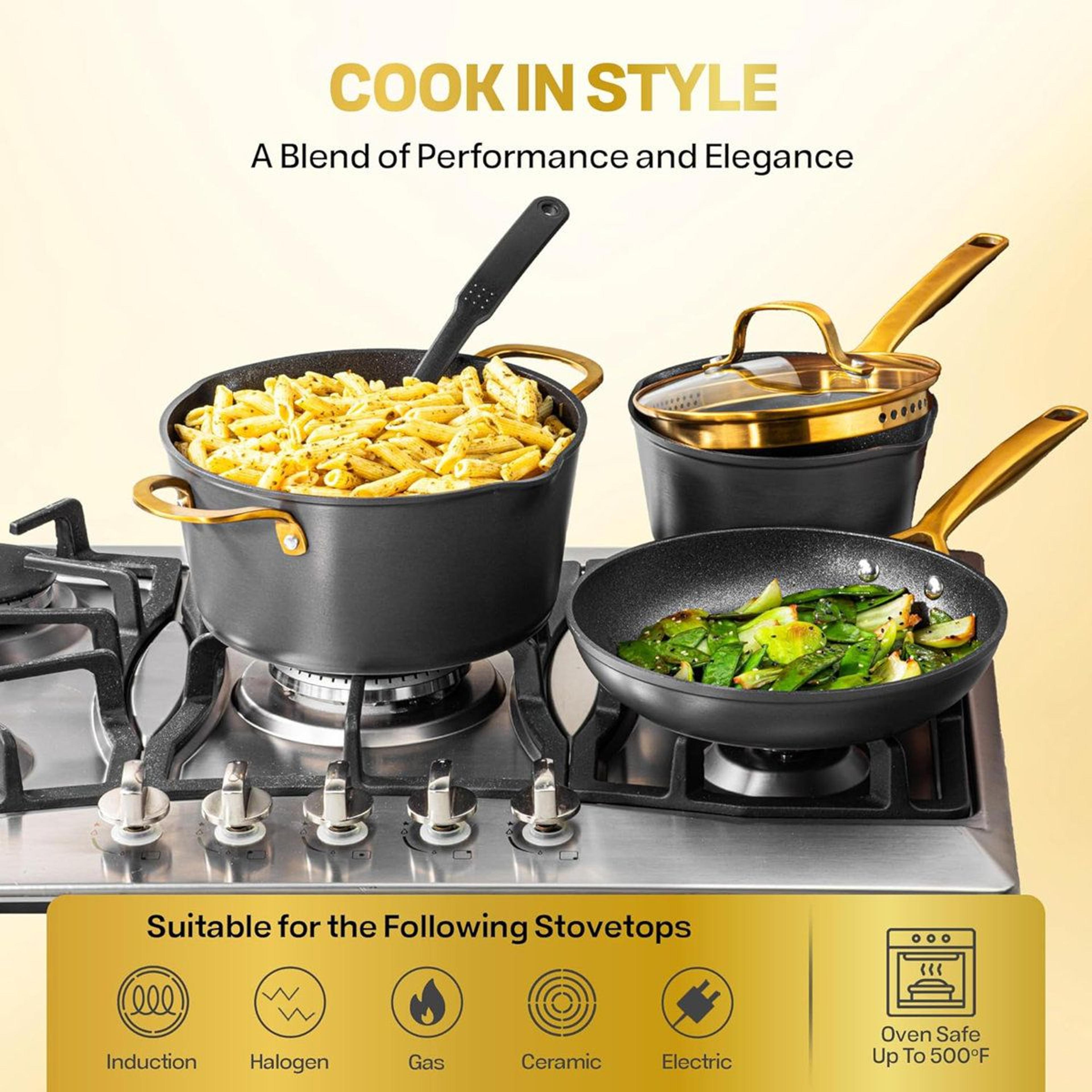 14 Piece Hard Anodized Nonstick Cookware Set With Induction Ready Pots Pans And Utensils 6