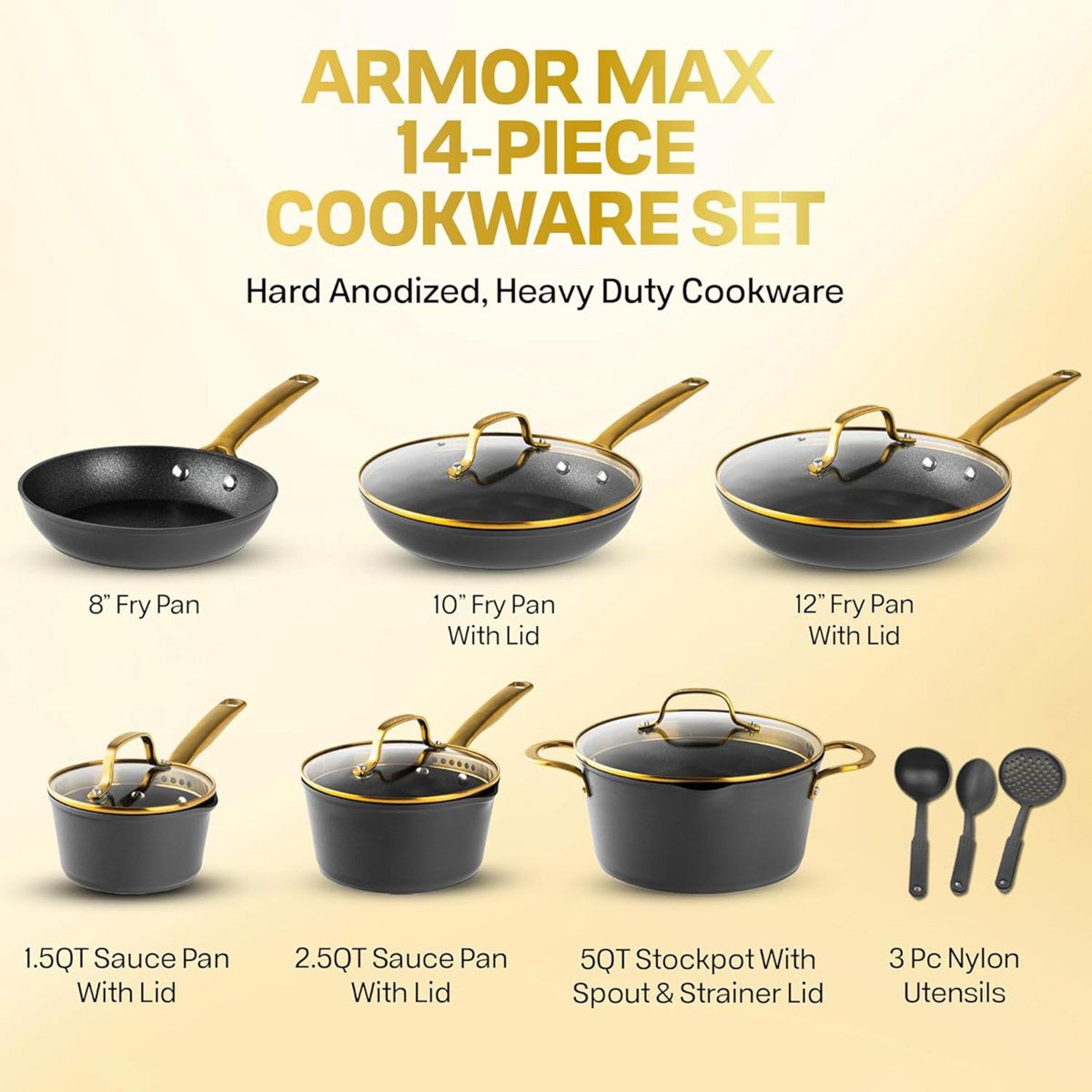14 Piece Hard Anodized Nonstick Cookware Set With Induction Ready Pots Pans And Utensils 1