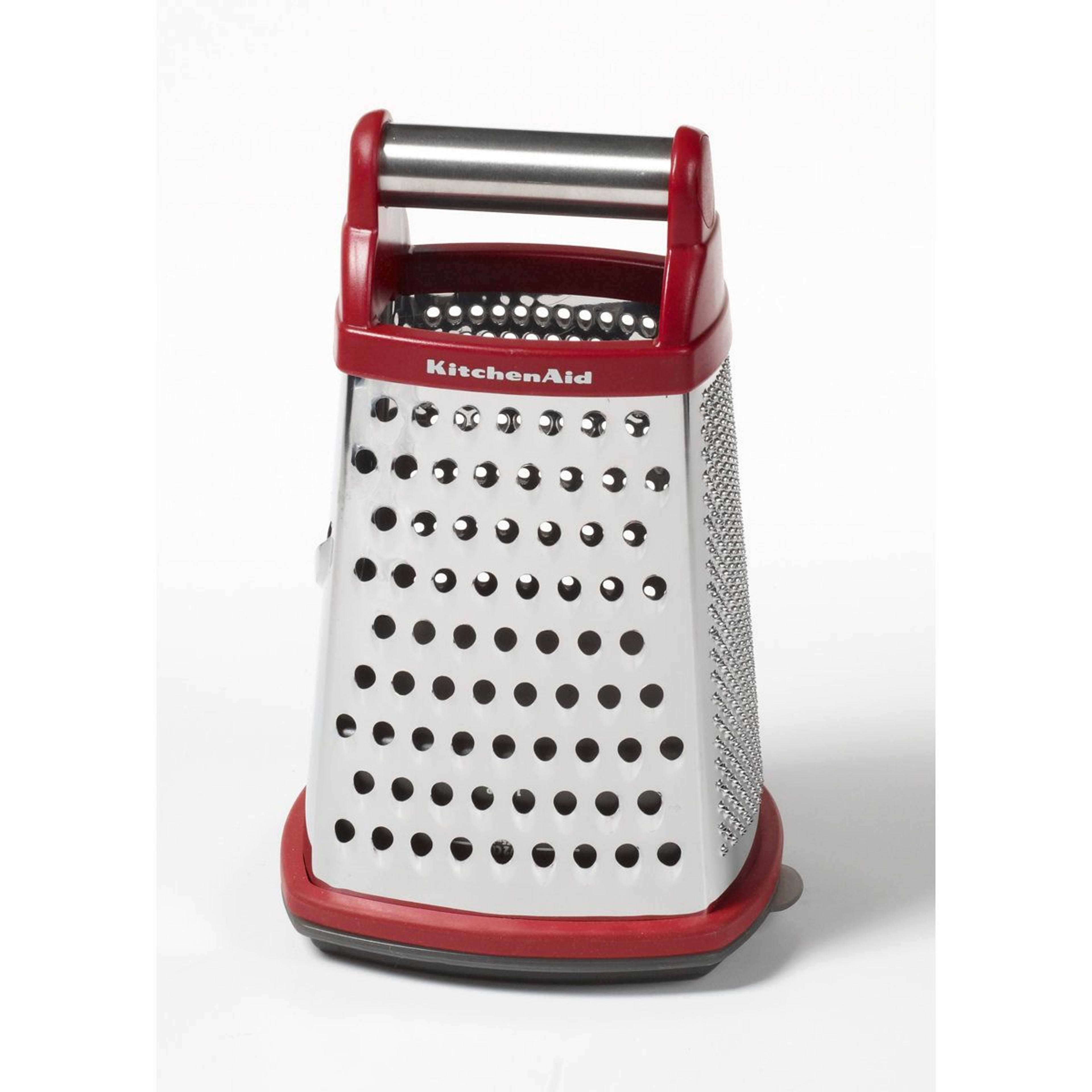 4-sided stainless steel box grater with 3 cup storage container