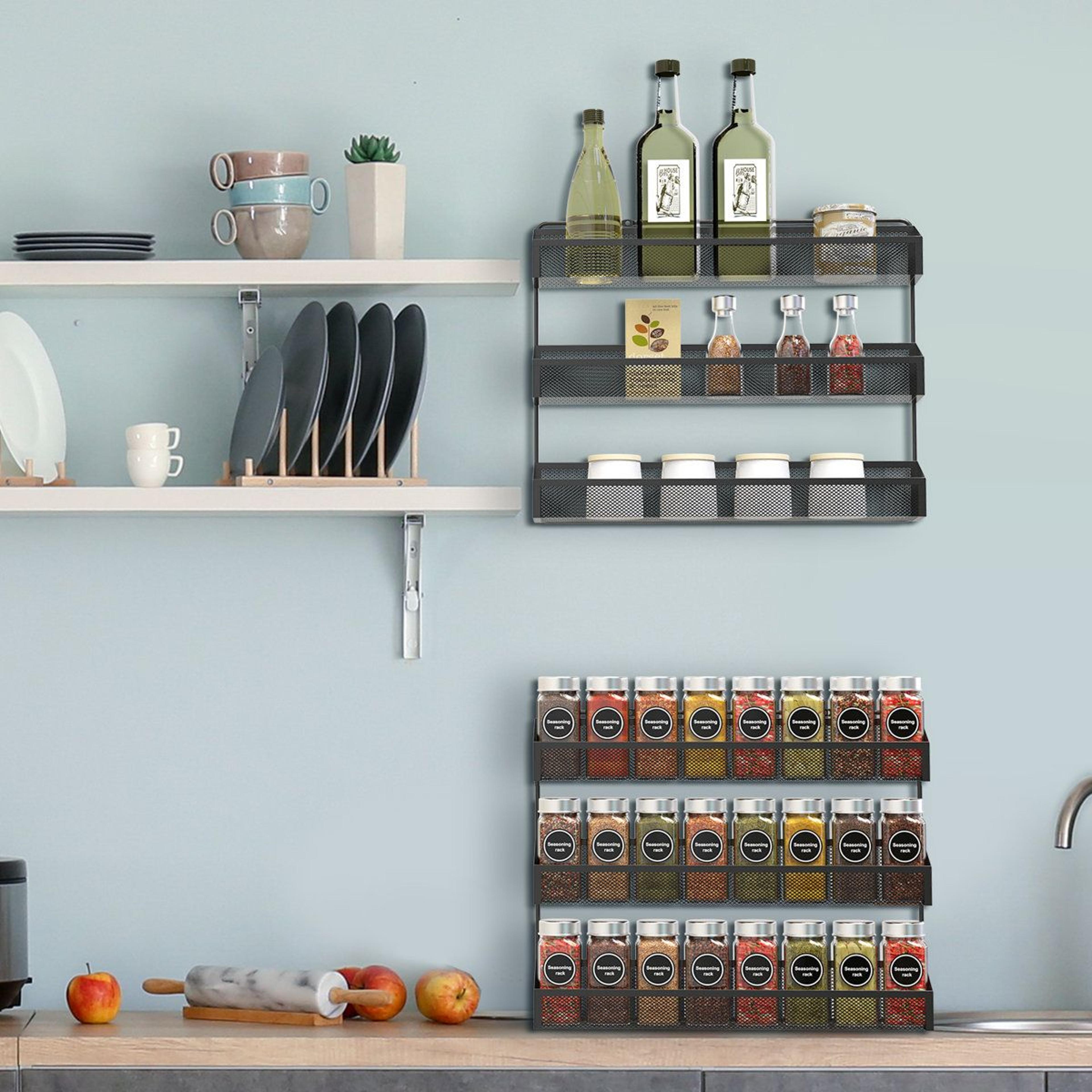 3 Tier Wall Mounted Spice Rack Organizer With Countertop Storage 2