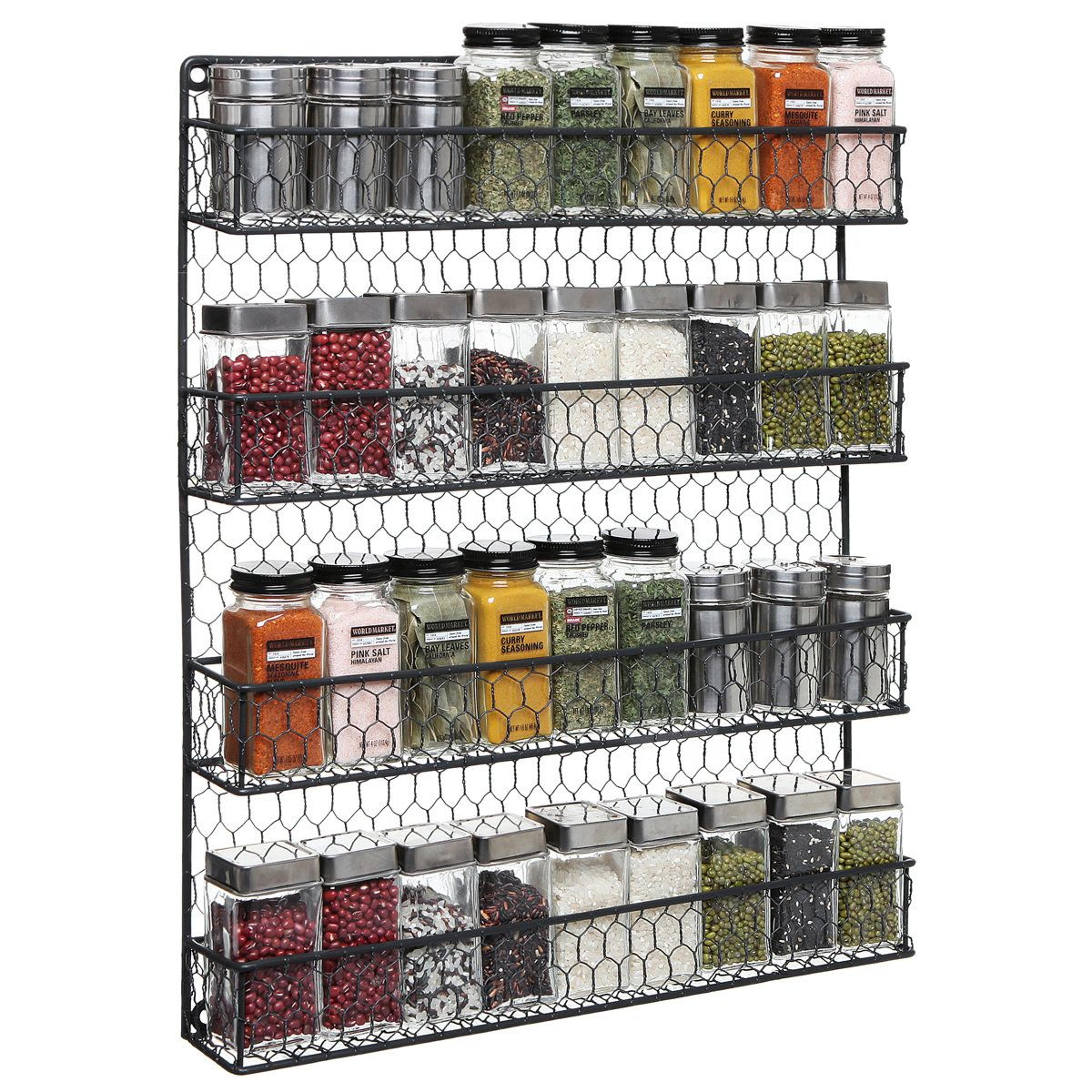 4 Tier Wall Mounted Spice Rack Metal Kitchen Storage Organizer 0