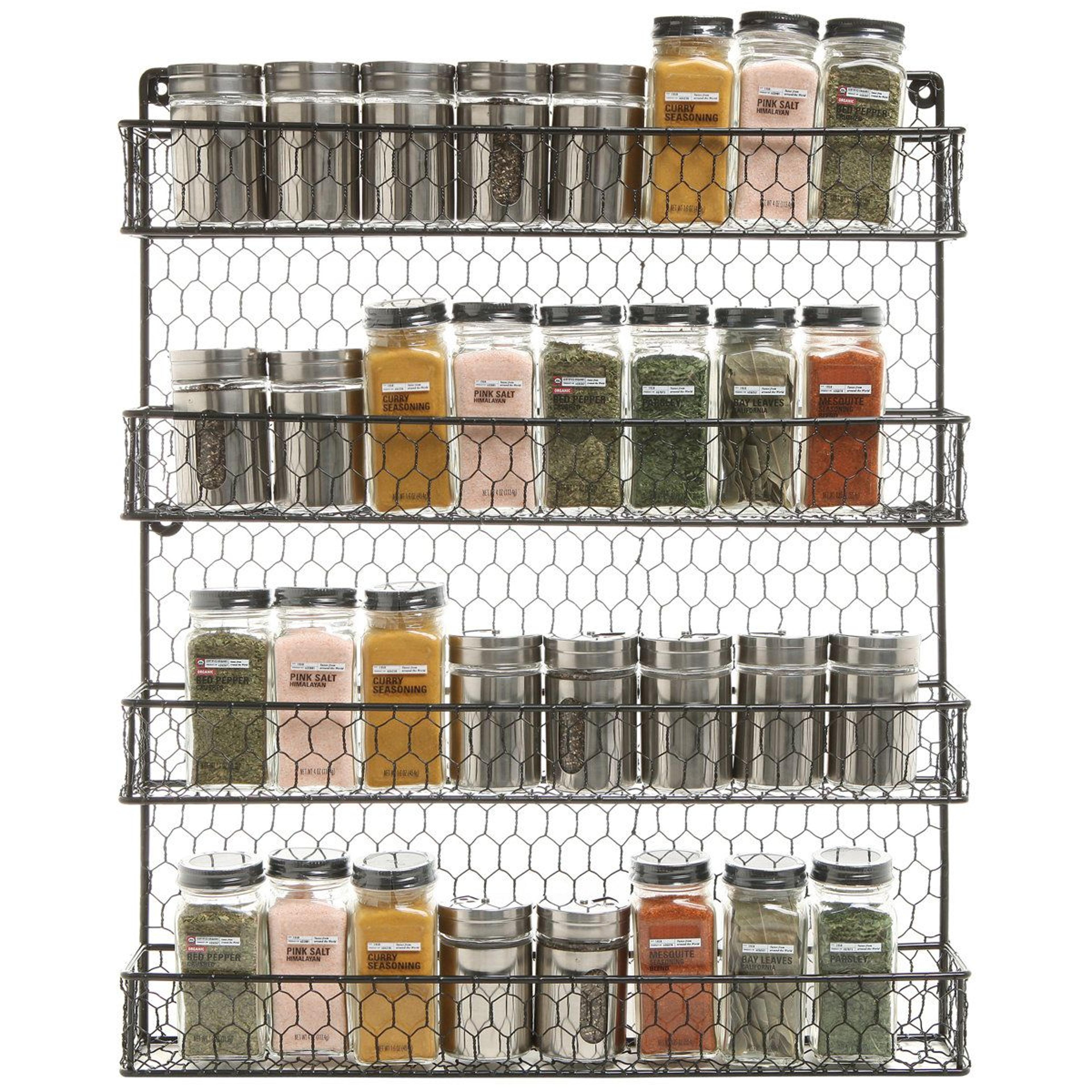 4 Tier Wall Mounted Spice Rack Metal Kitchen Storage Organizer 1