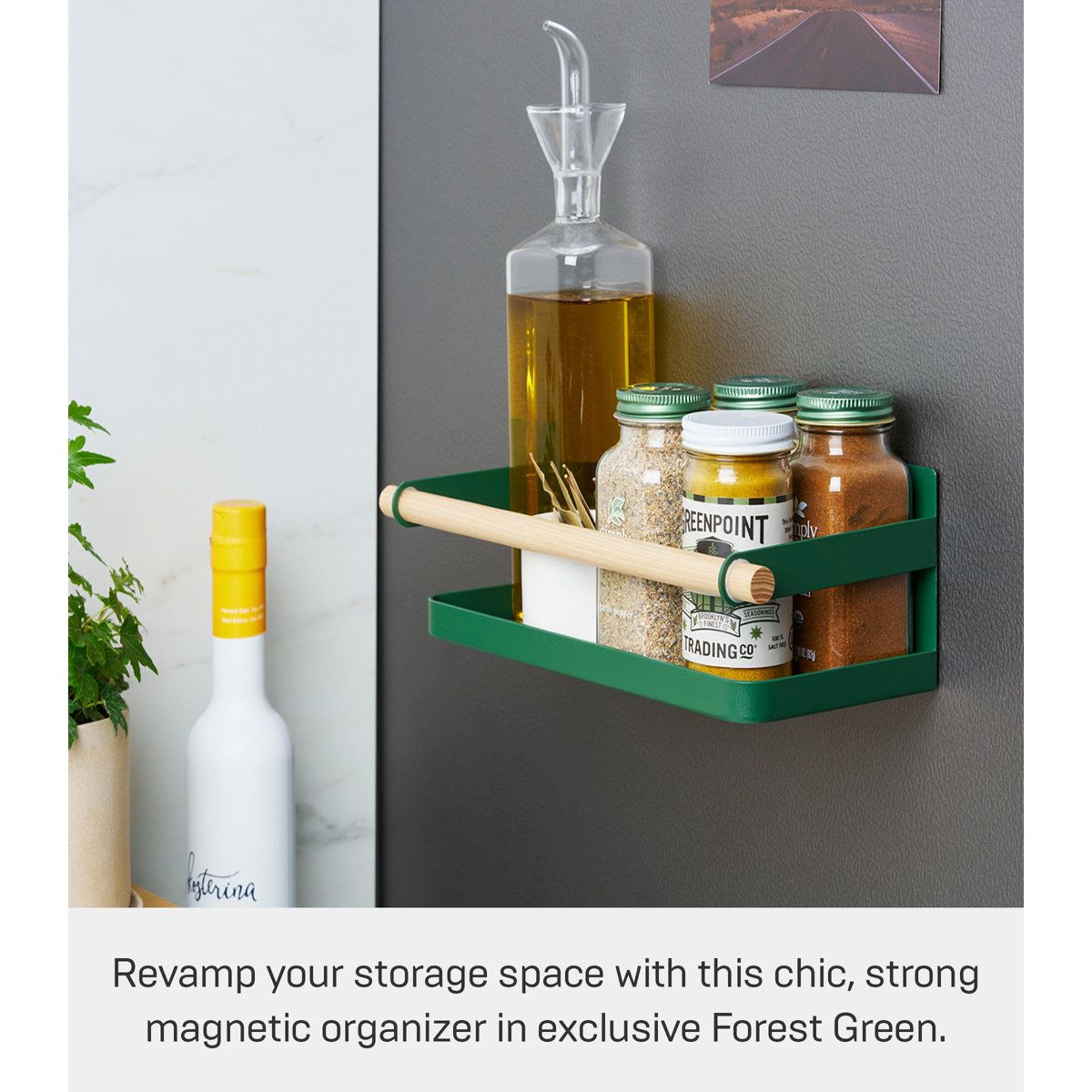 Magnetic Spice Rack For Refrigerator Steel Kitchen Organizer With Wood Accent 3