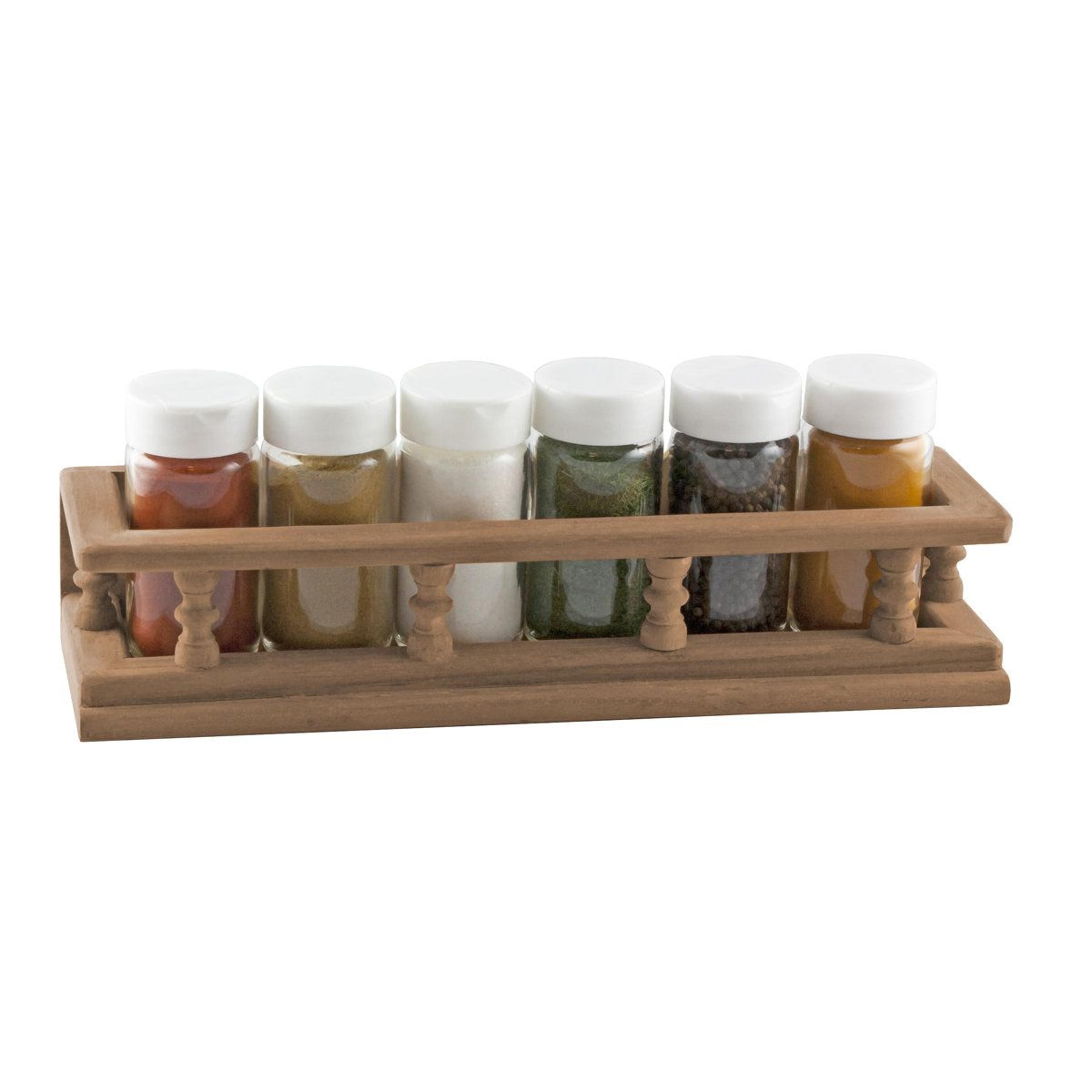 solid teak wall mounted spice rack 15 jar wooden kitchen organizer