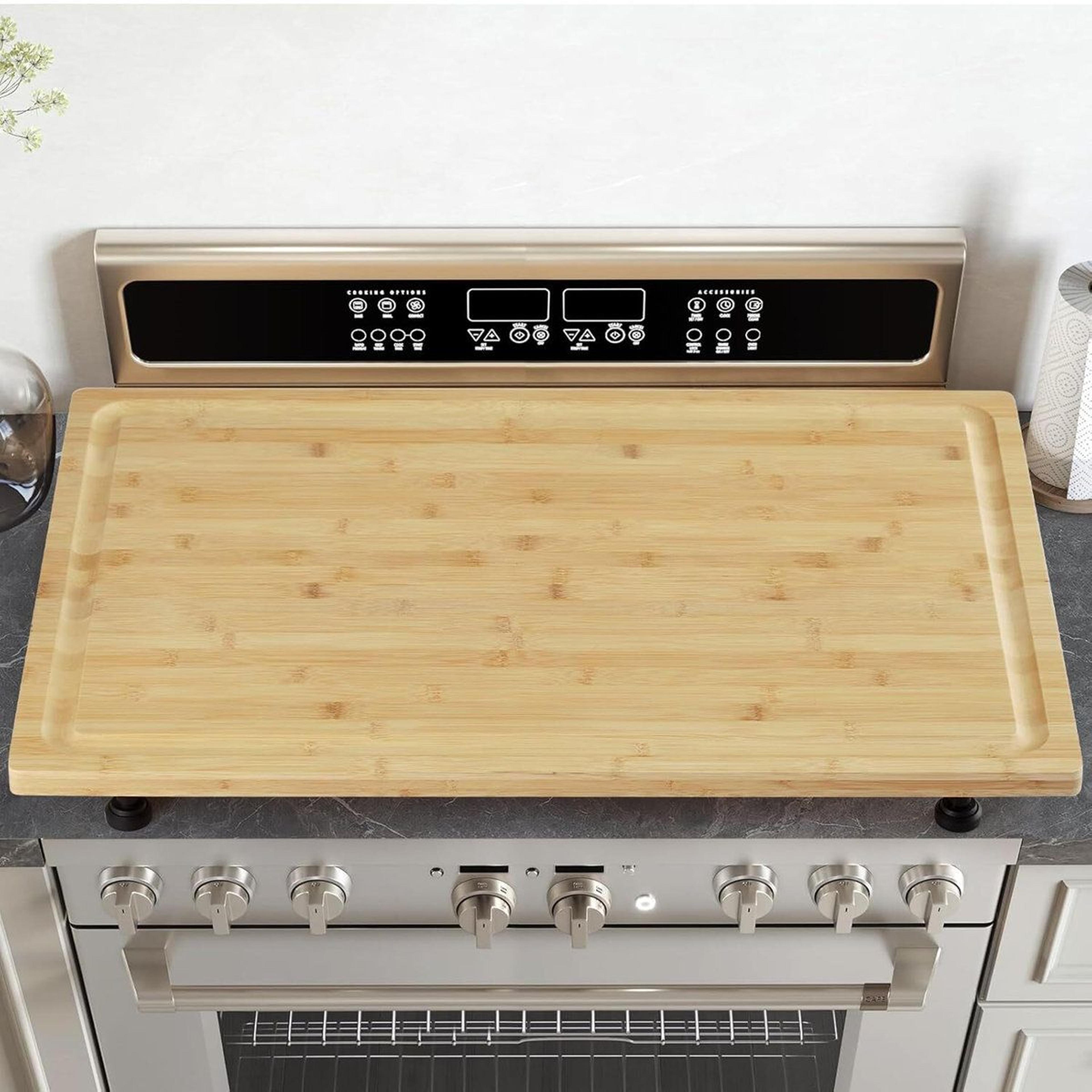 extra large bamboo cutting board stovetop cover 30 x 20 noodle board with removable feet