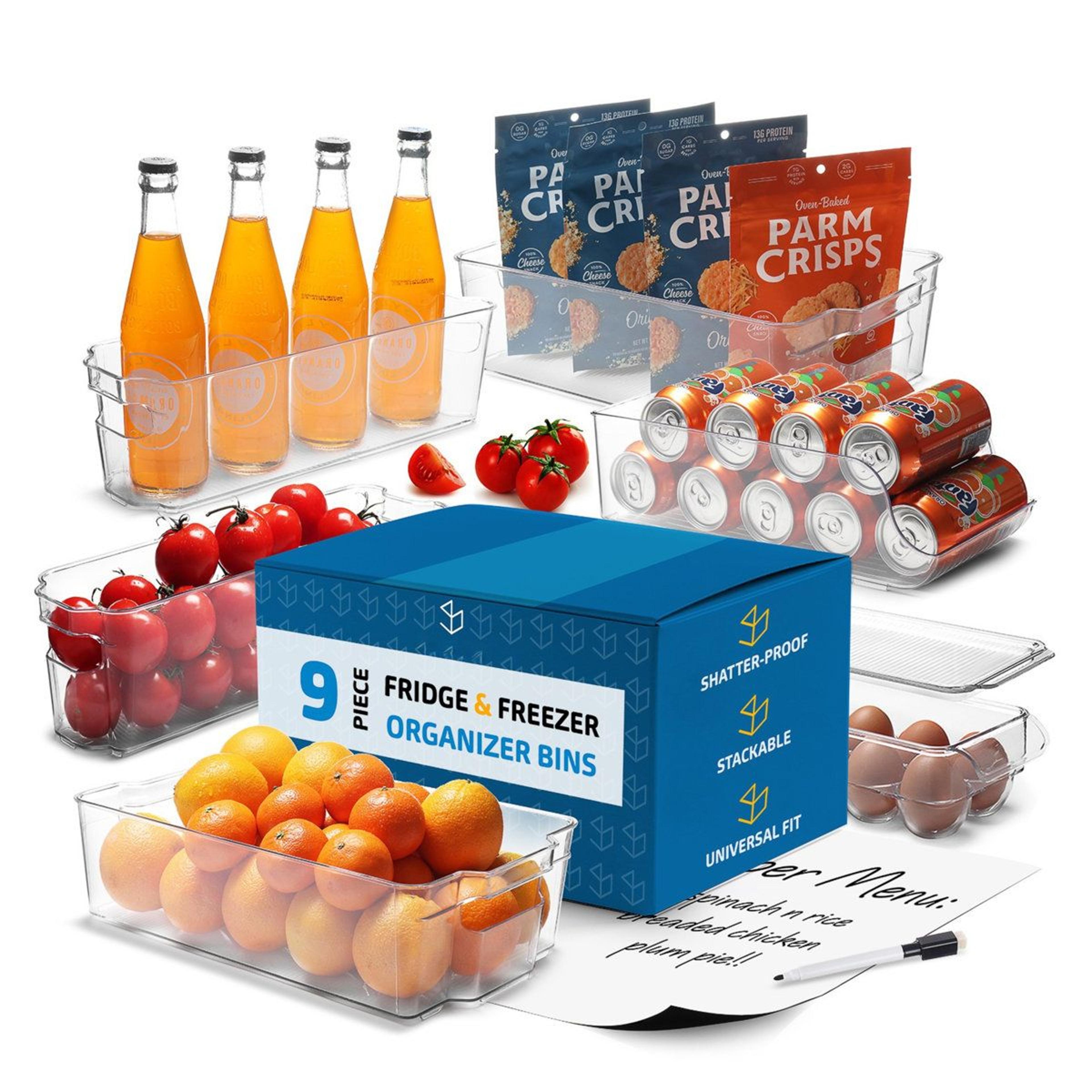 clear fridge organizer bins 9 piece refrigerator storage container set