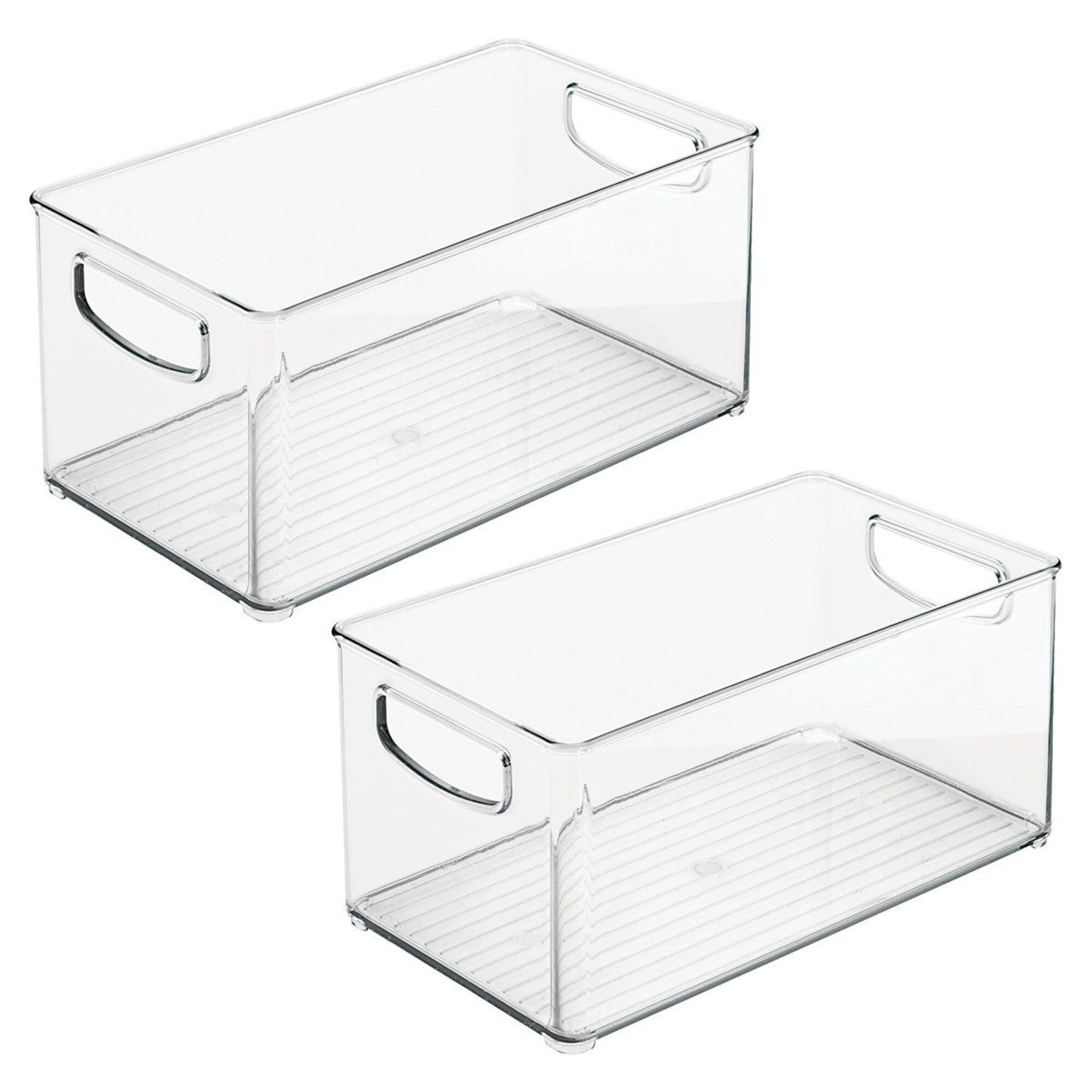 clear stackable pantry storage bins with handles set of 2