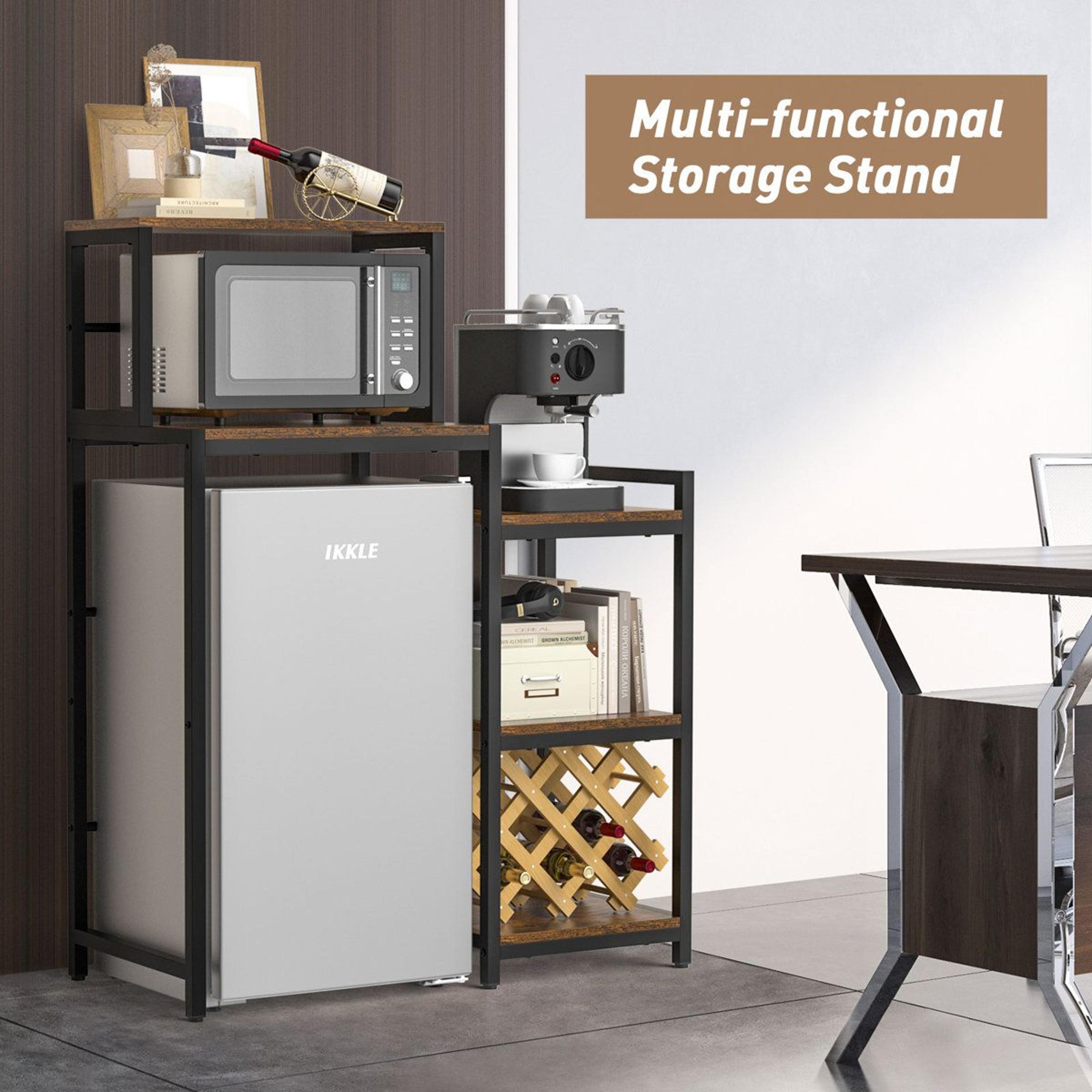3 Tier Mini Fridge Stand With Storage Shelves And Microwave Organizer 3