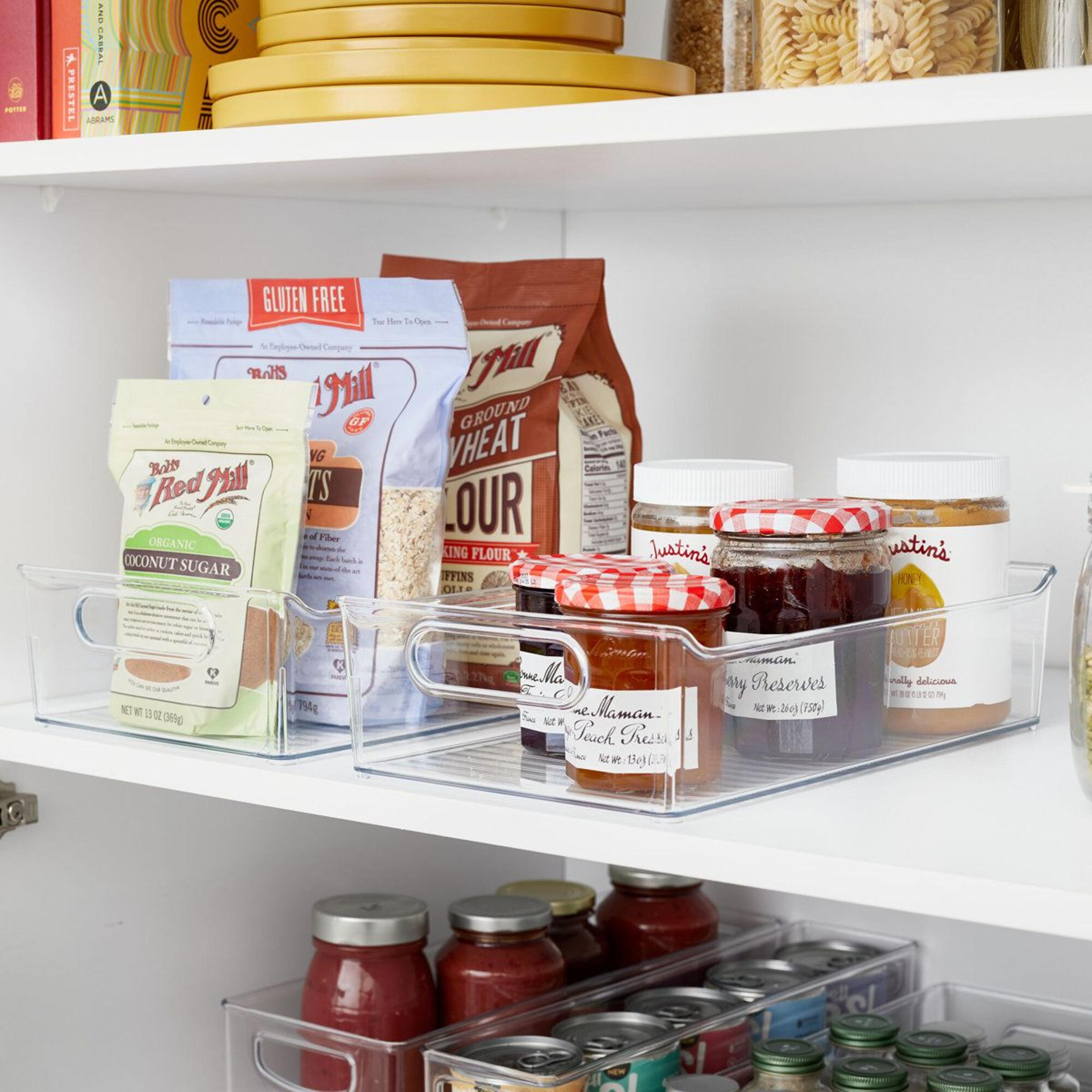Clear Pantry Storage Organizer Bins With Handles Recycled Plastic Set Of Two 2