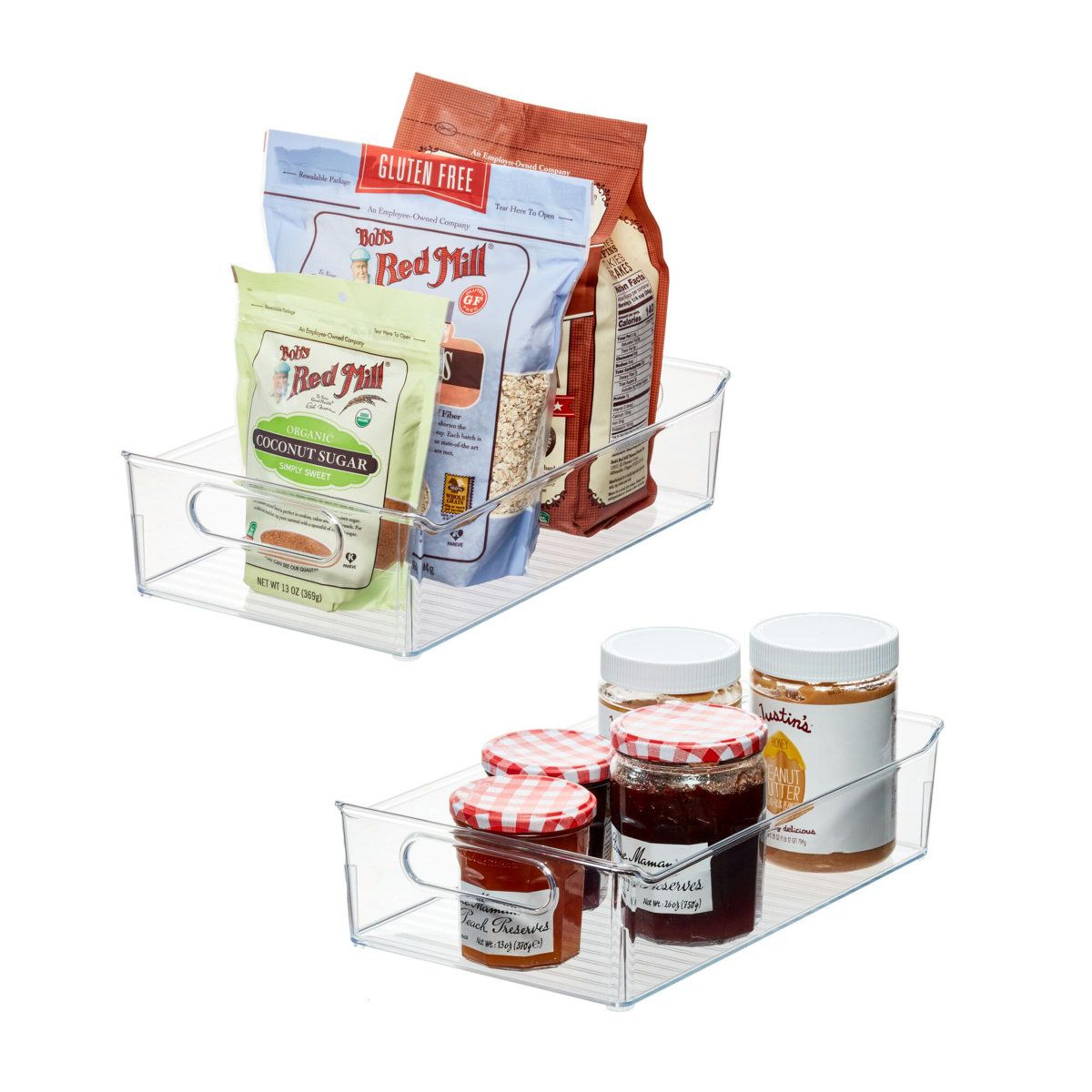 Clear Pantry Storage Organizer Bins With Handles Recycled Plastic Set Of Two 1
