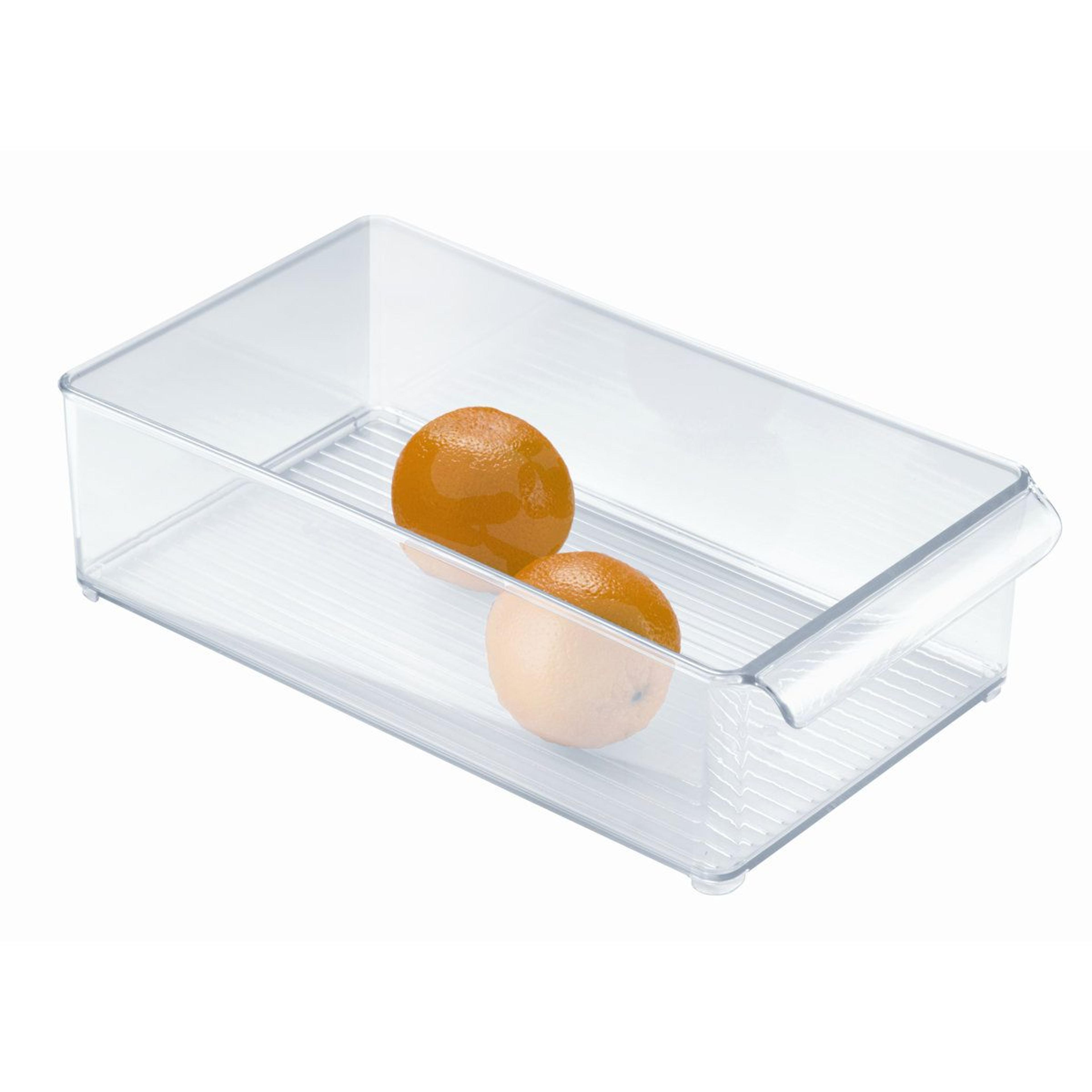 deep stackable refrigerator organizer bin with handles