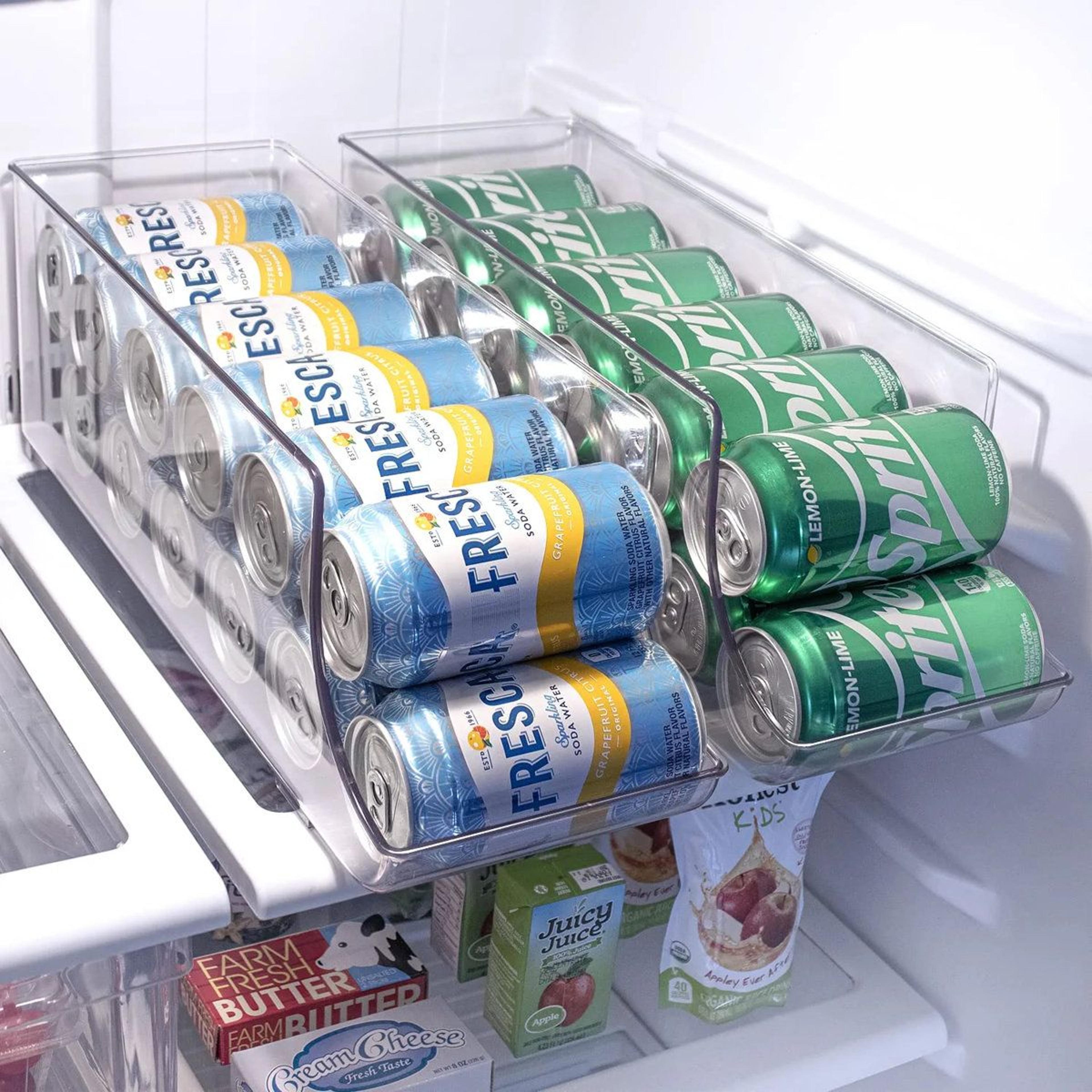 clear refrigerator can organizer 2 pack 24 can fridge storage bins
