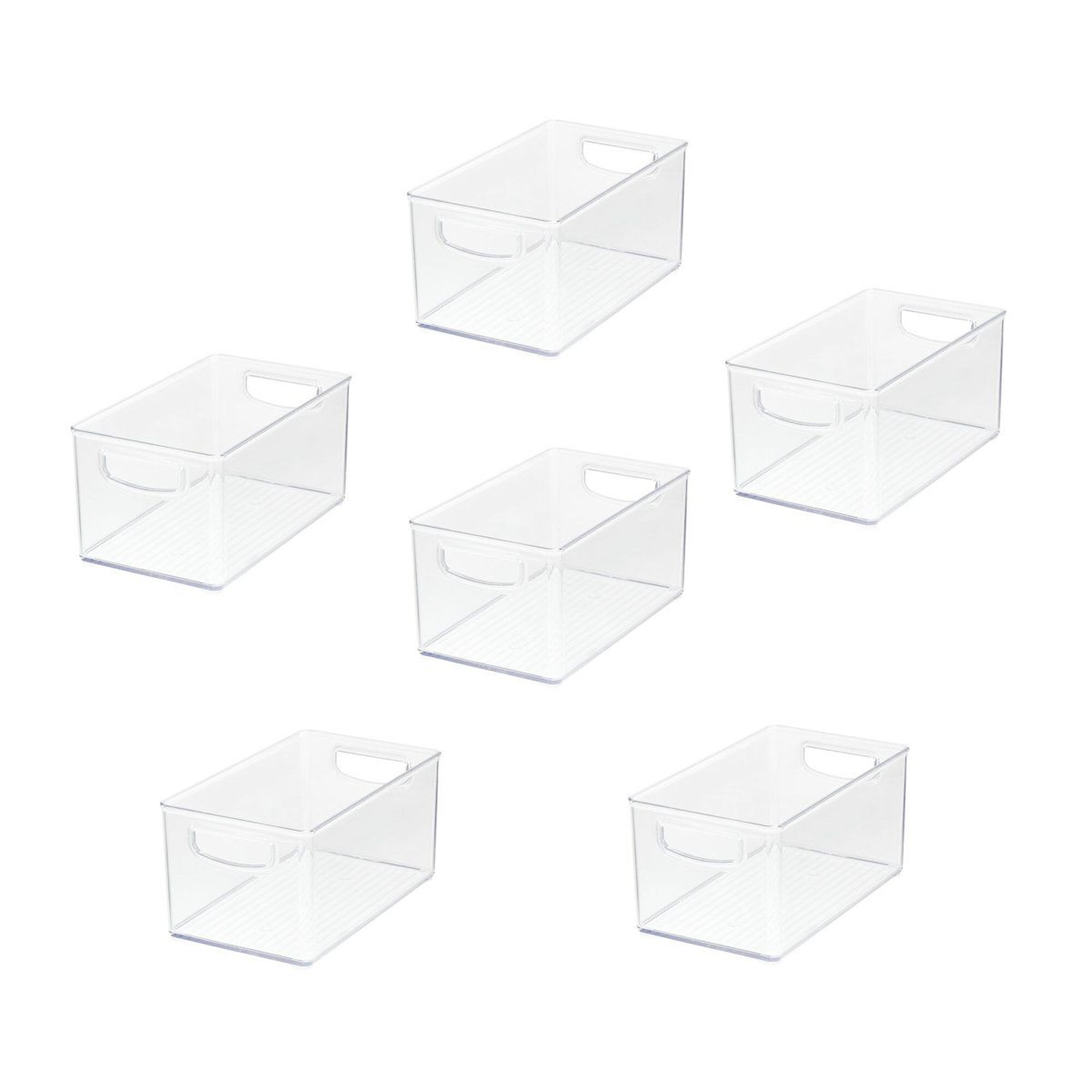 Clear Pantry Organizer Bins With Handles 6 Piece Refrigerator Storage Set 7