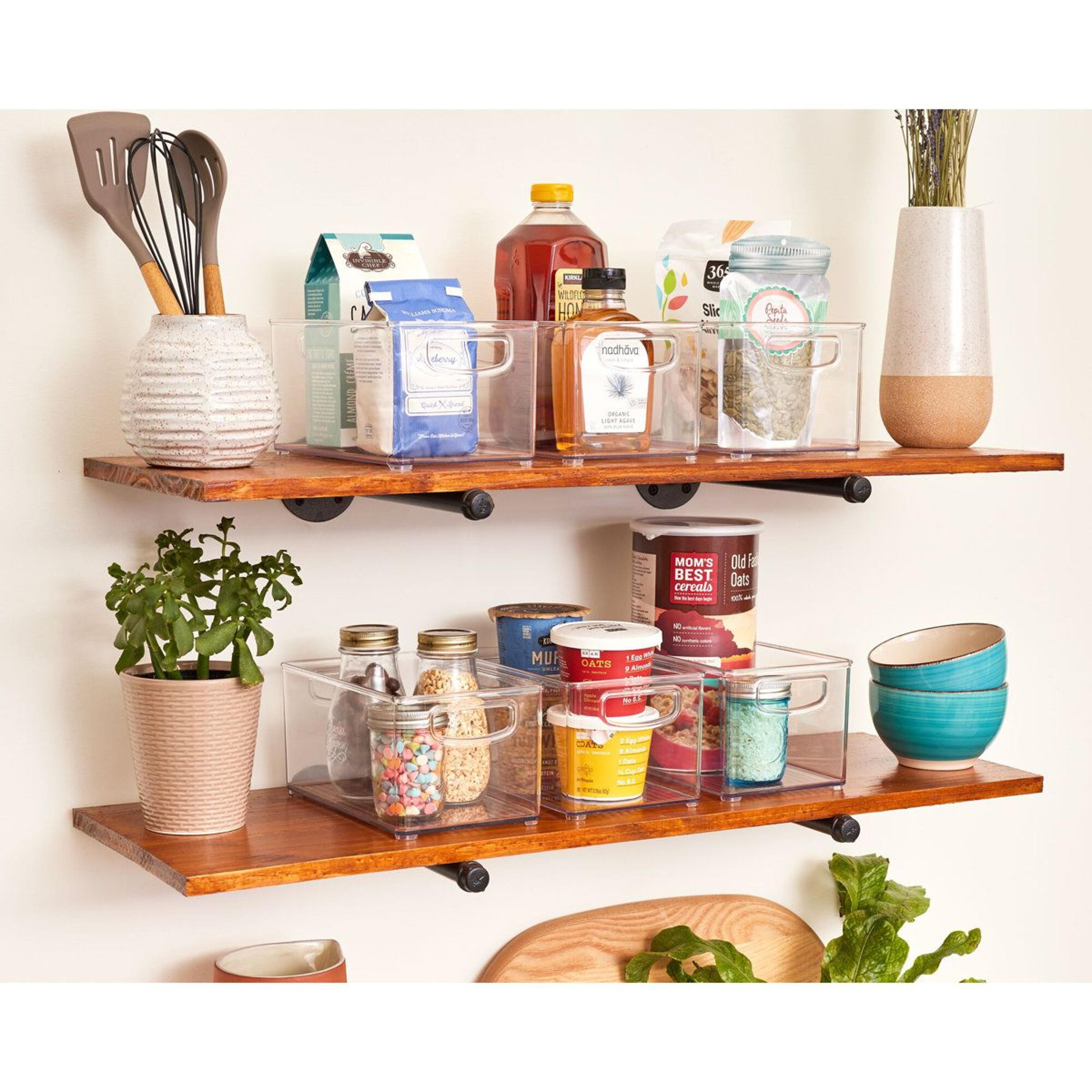 Clear Pantry Organizer Bins With Handles 6 Piece Refrigerator Storage Set 1