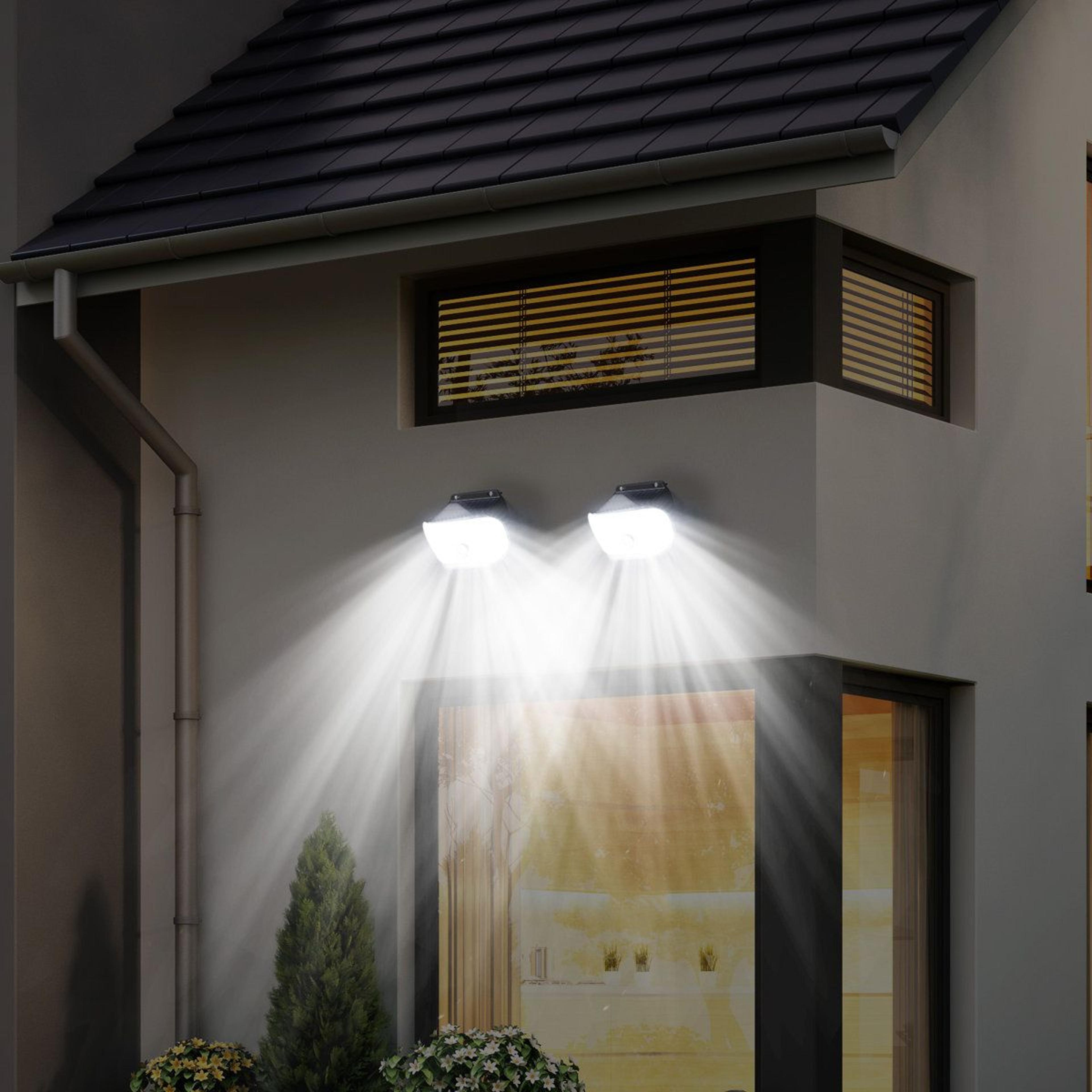 100 LED Solar Security Lights 2 Pack IP65 Waterproof Outdoor Wall Lights 3