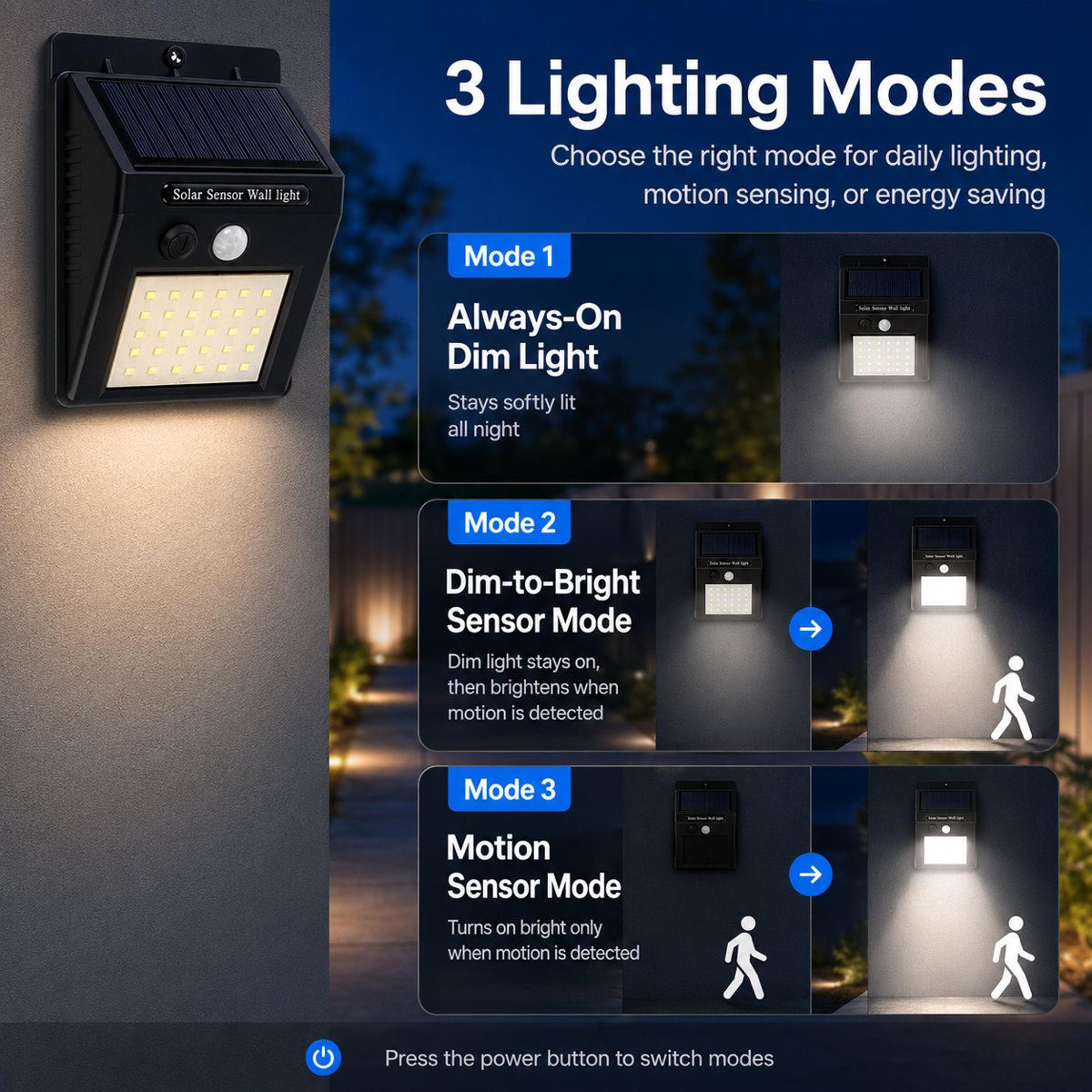 30LED Solar Motion Sensor Lights Outdoor Security Lights Waterproof Set Of 4 3