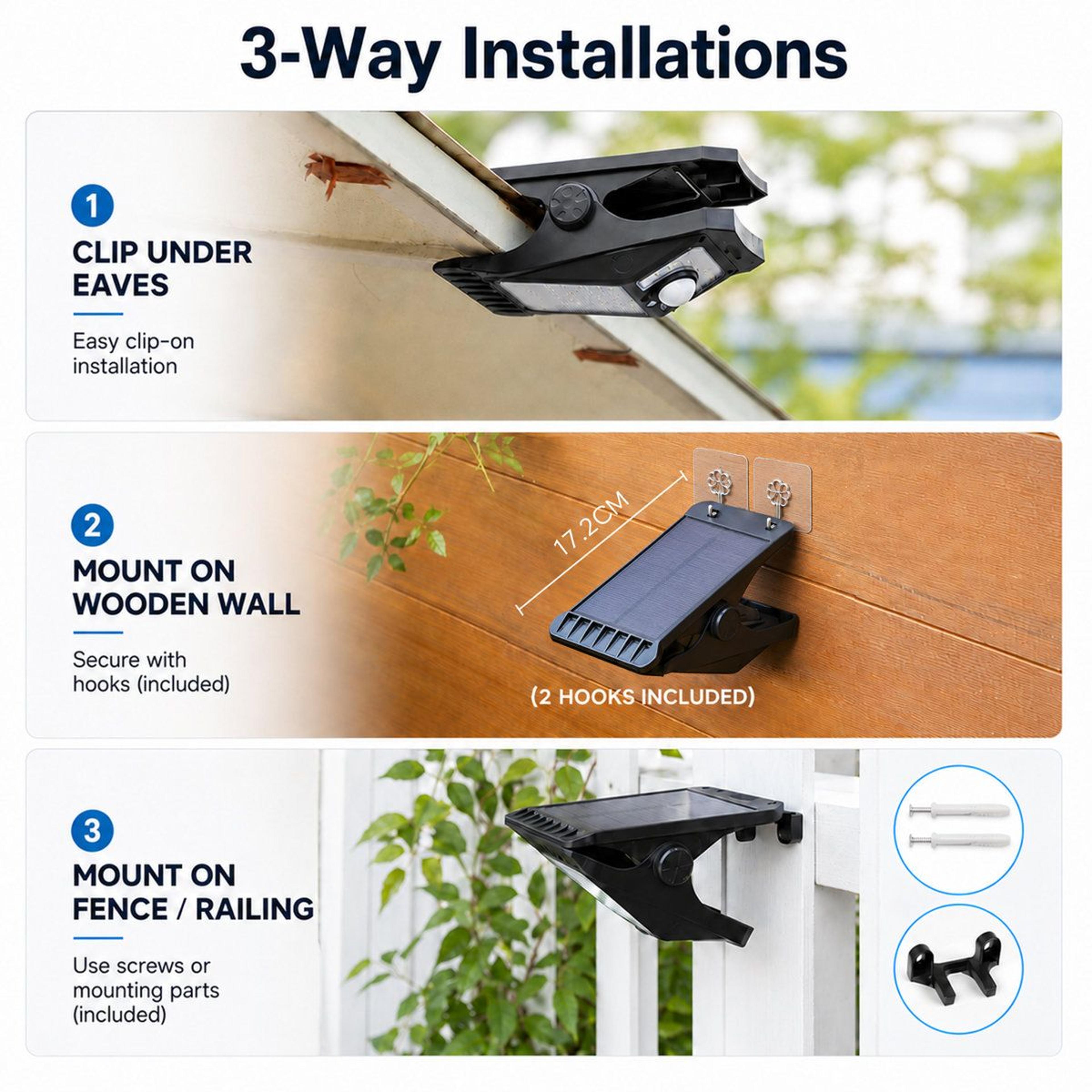 45 LED Solar Motion Sensor Clip Lights Waterproof Outdoor Security Lights Set Of 2 1