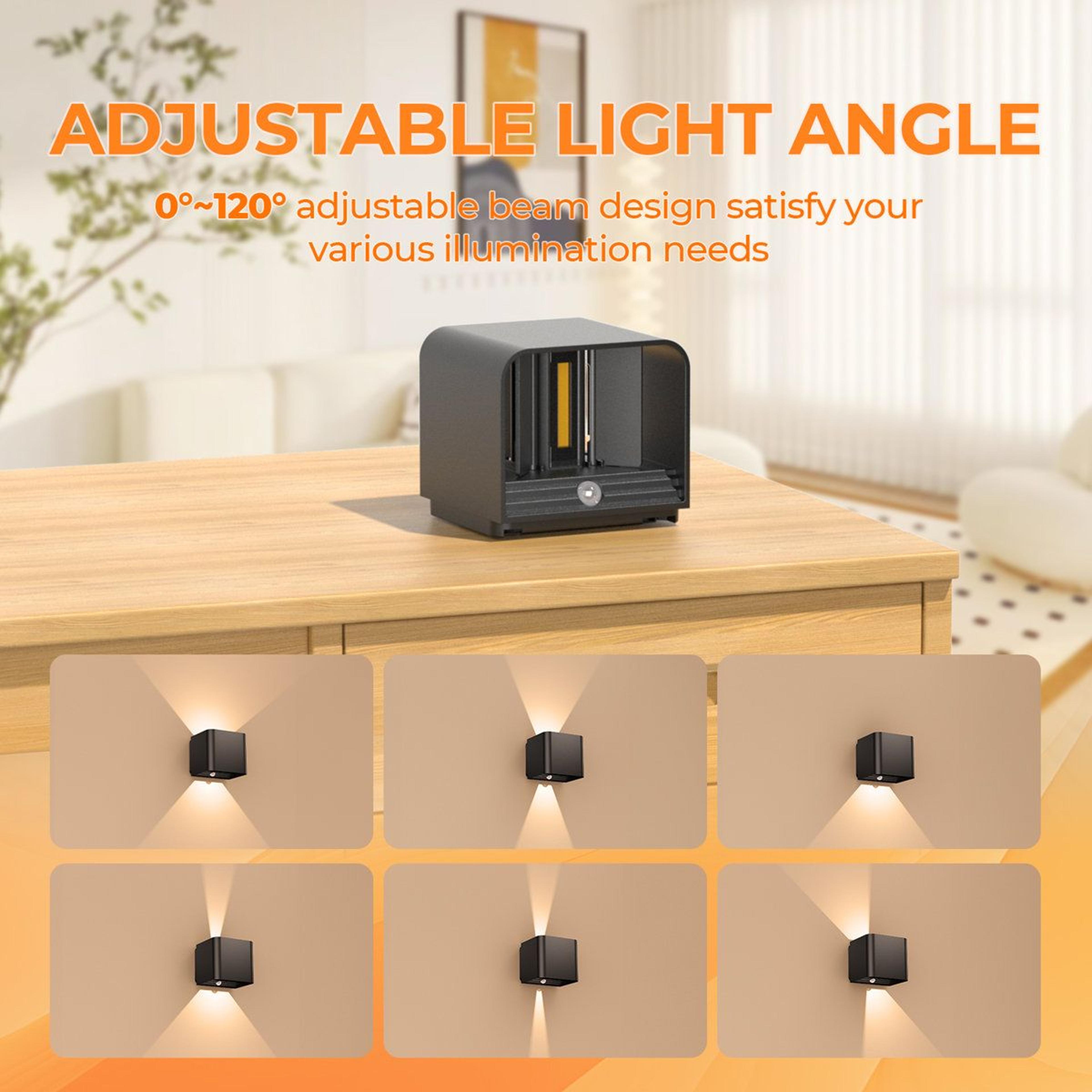 Rechargeable Motion Sensor Wall Lights Adjustable Warm White Indoor Outdoor Sconces Set Of 2 1