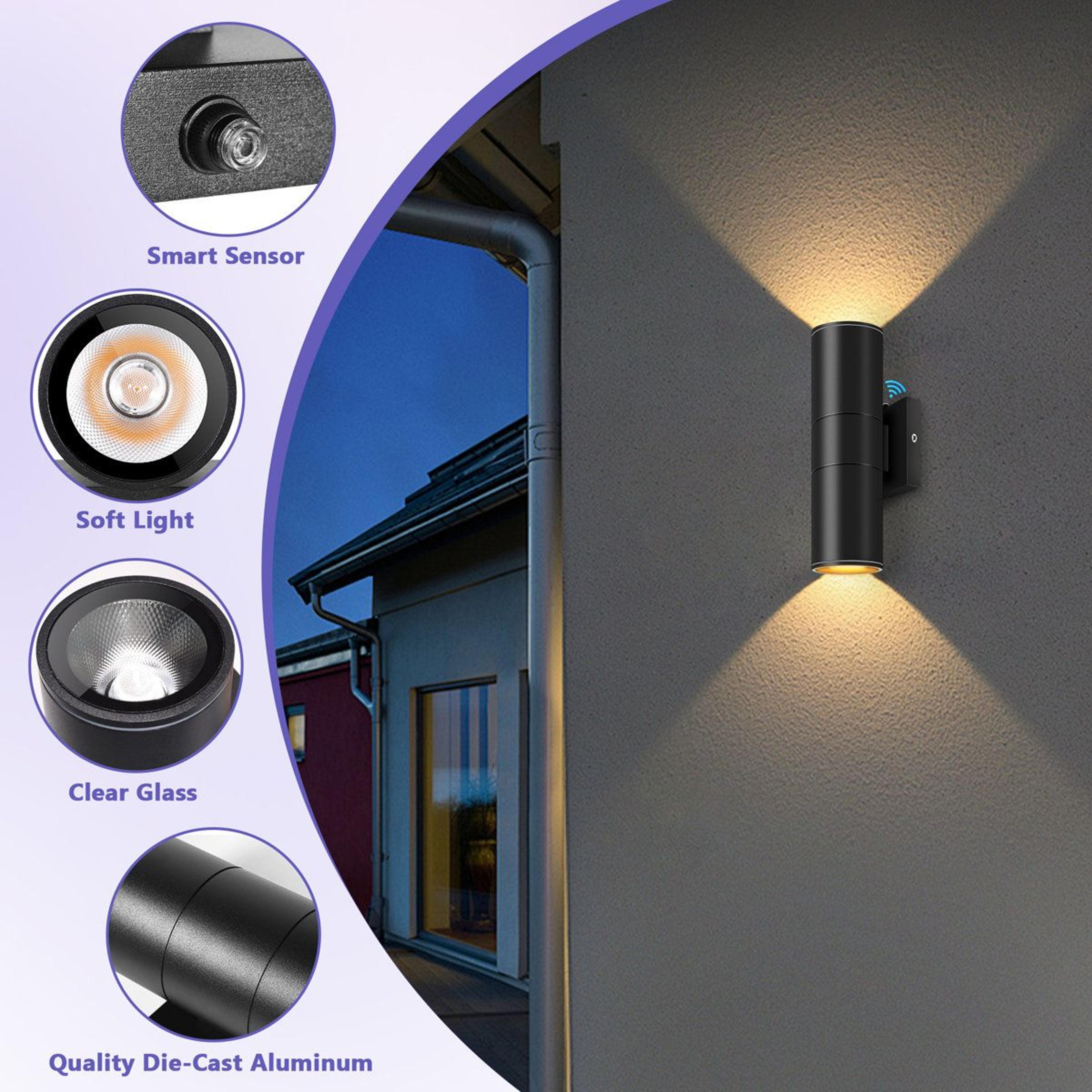 Modern Dusk To Dawn Outdoor Wall Light IP65 Waterproof LED Sconce 3