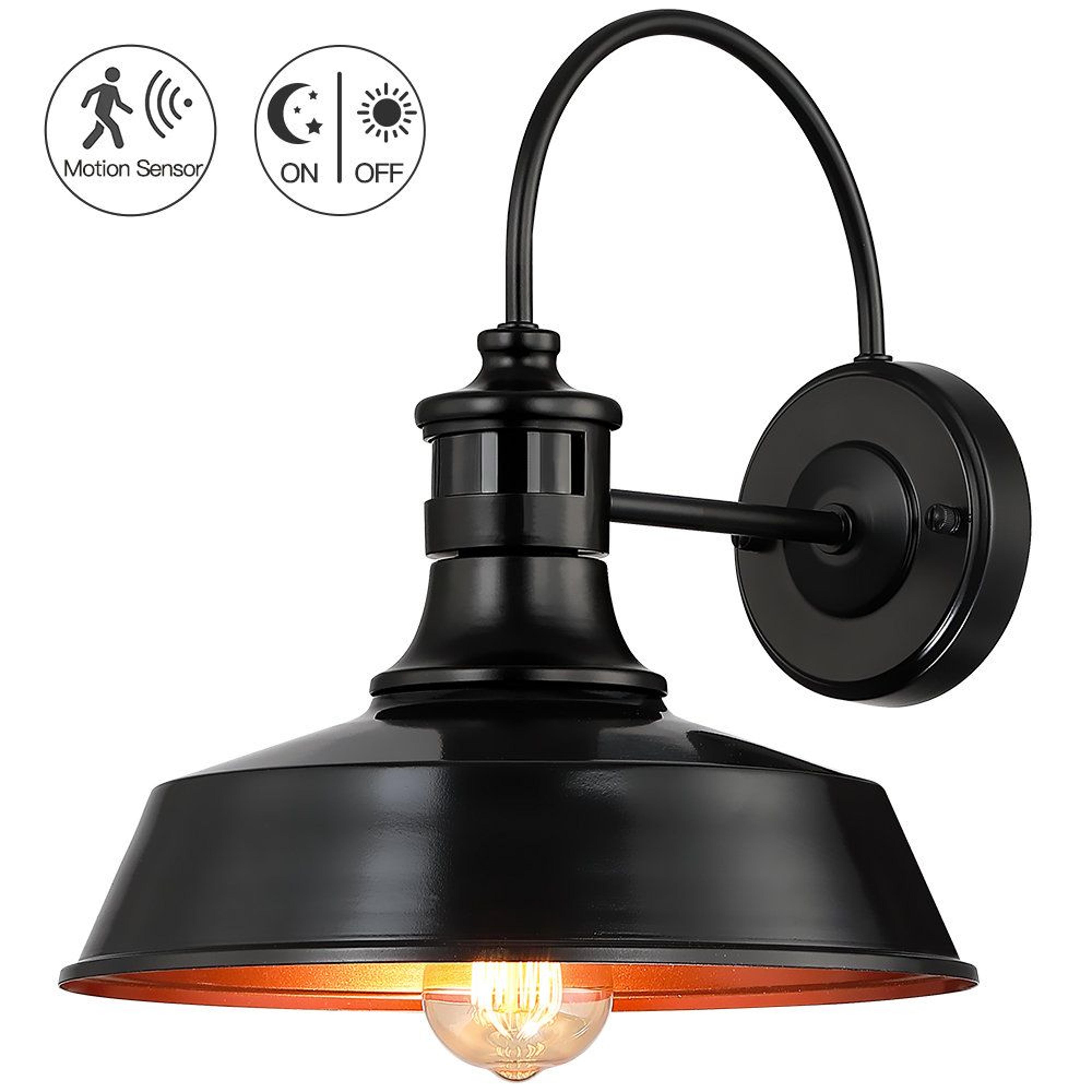 12 Inch Dusk To Dawn Motion Sensor Outdoor Barn Light Farmhouse Wall Sconce 1