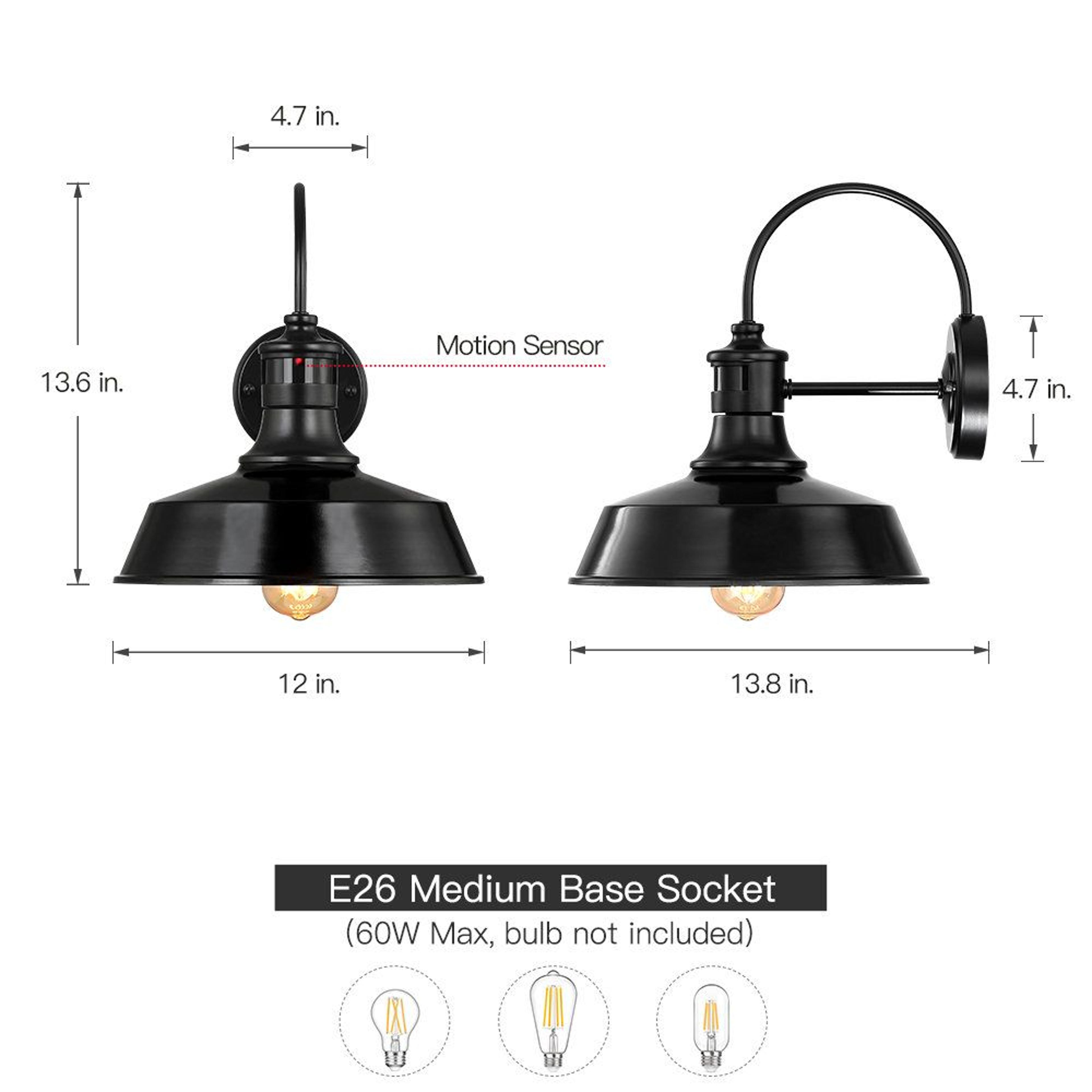 12 Inch Dusk To Dawn Motion Sensor Outdoor Barn Light Farmhouse Wall Sconce 7