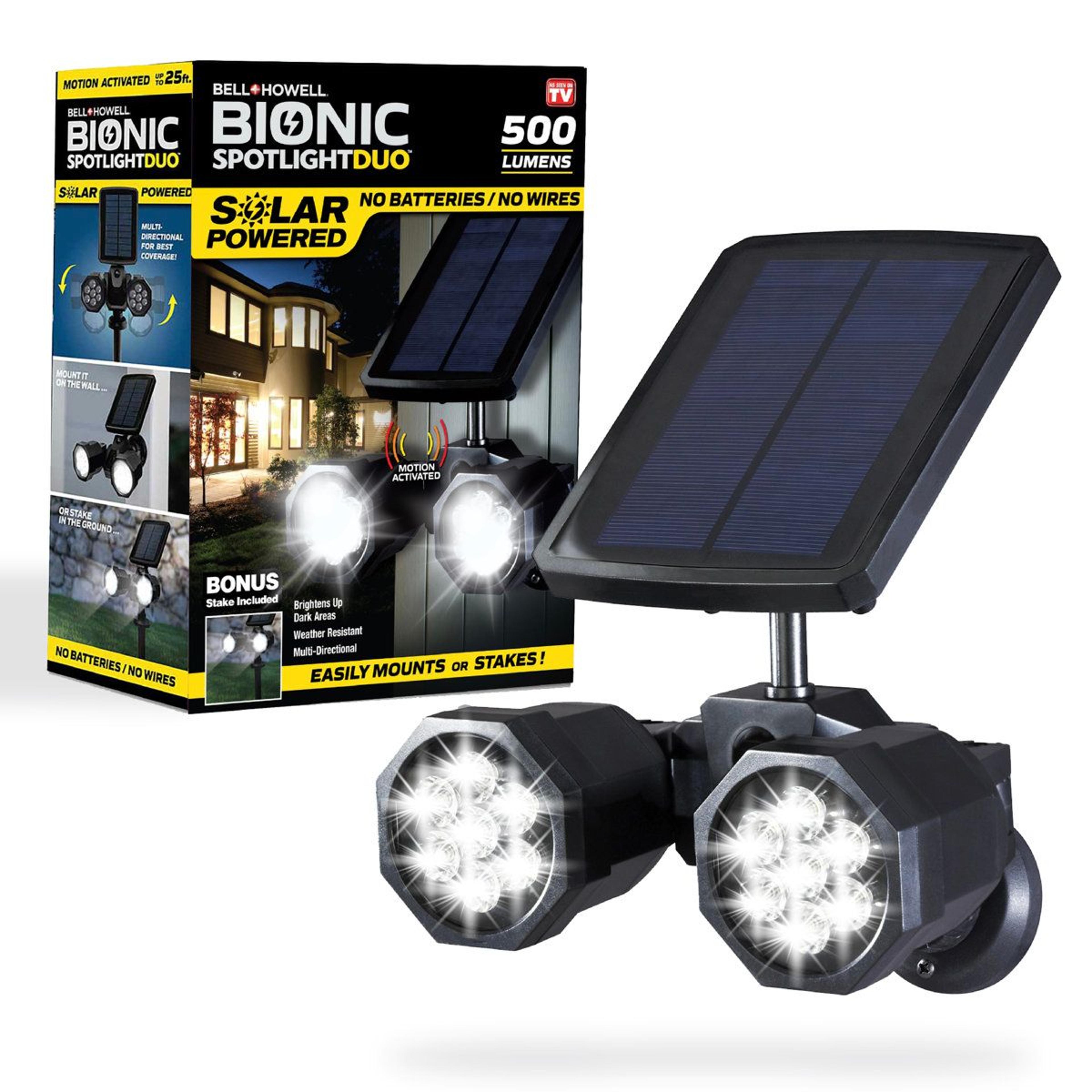 Solar Motion Sensor Outdoor Spotlight 500 Lumen Dual Head Security Light 5