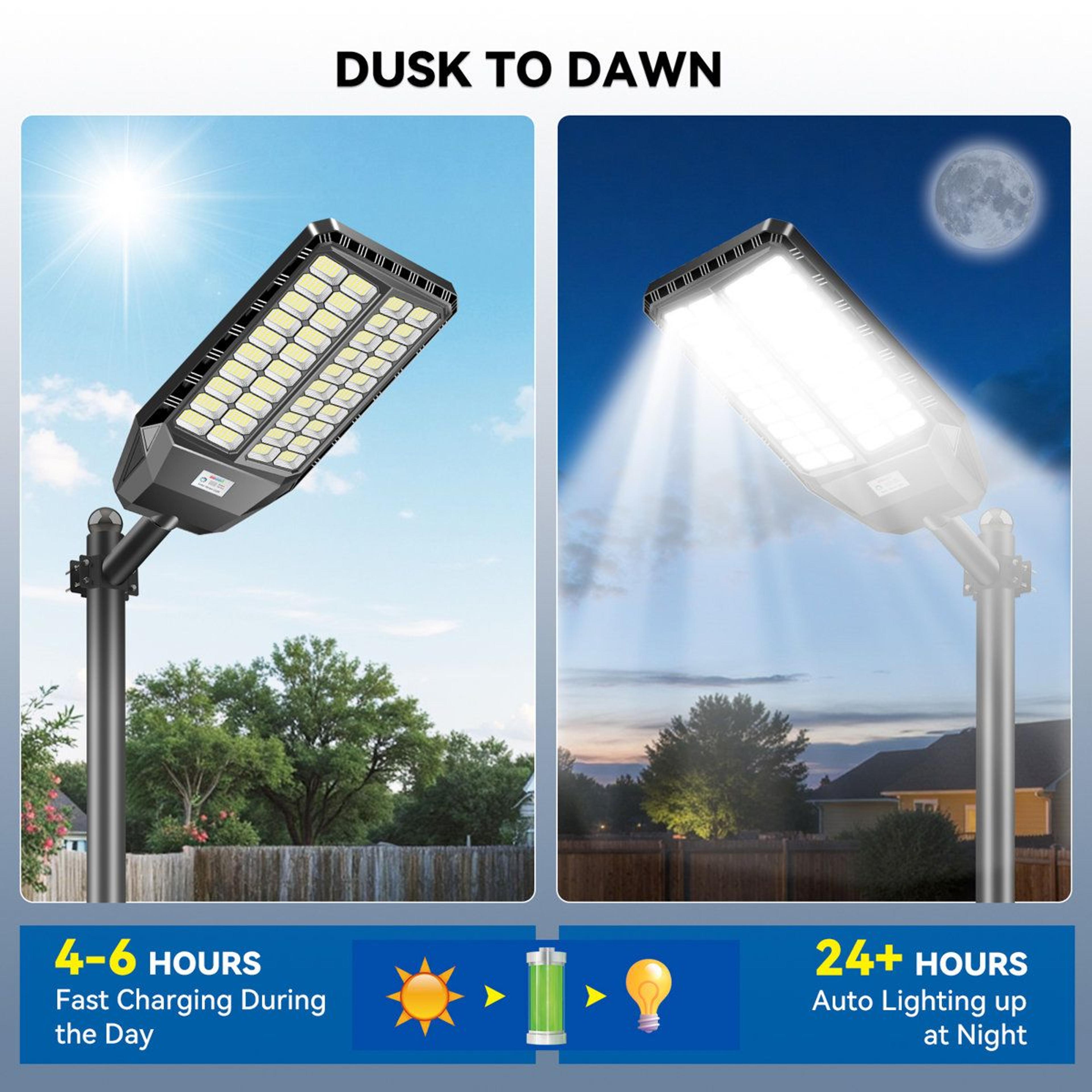 9000W Solar Street Light Motion Sensor Dusk To Dawn Outdoor Security Light 6