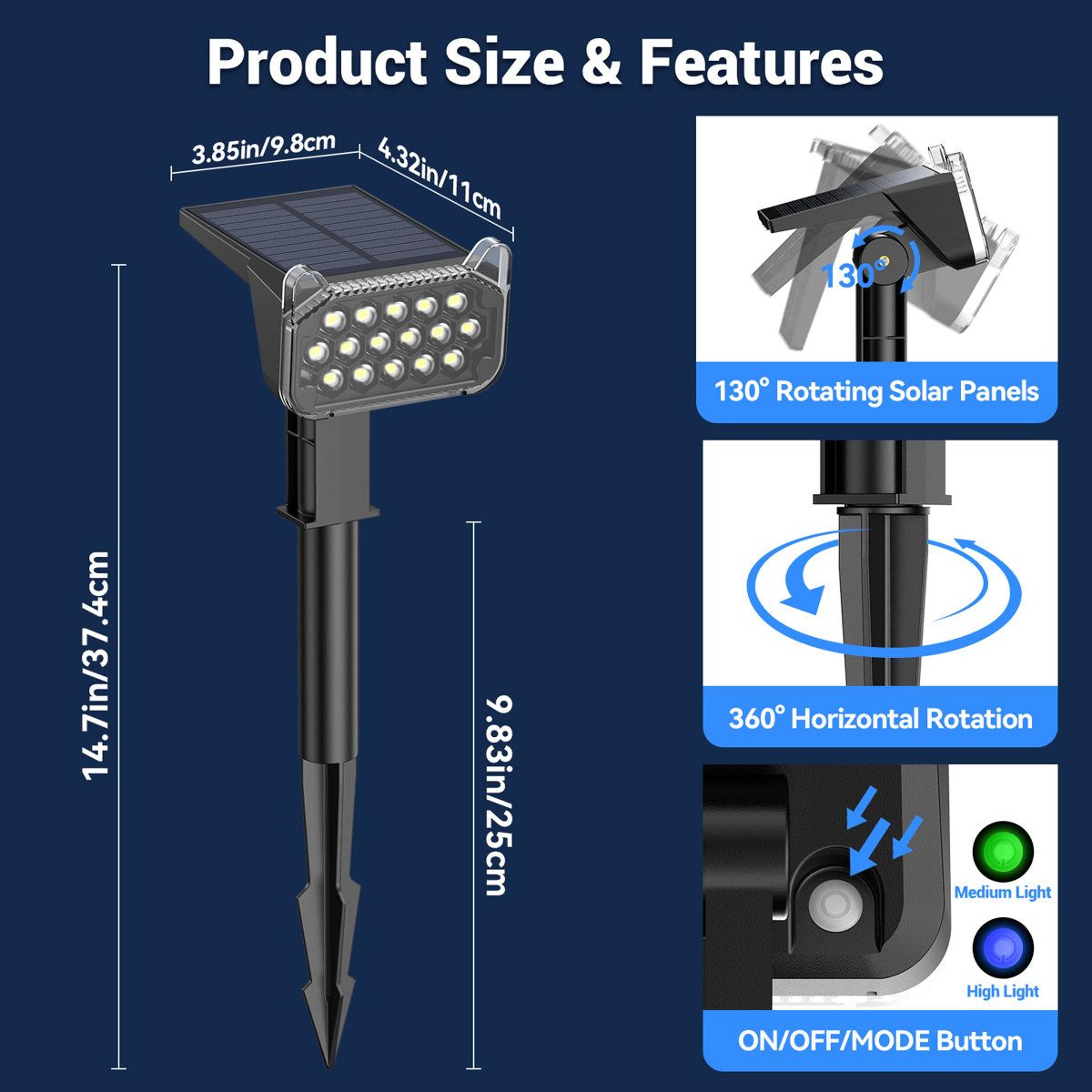 1000 Lumen Solar Spot Lights Outdoor Waterproof Landscape Lights Set Of 4 4