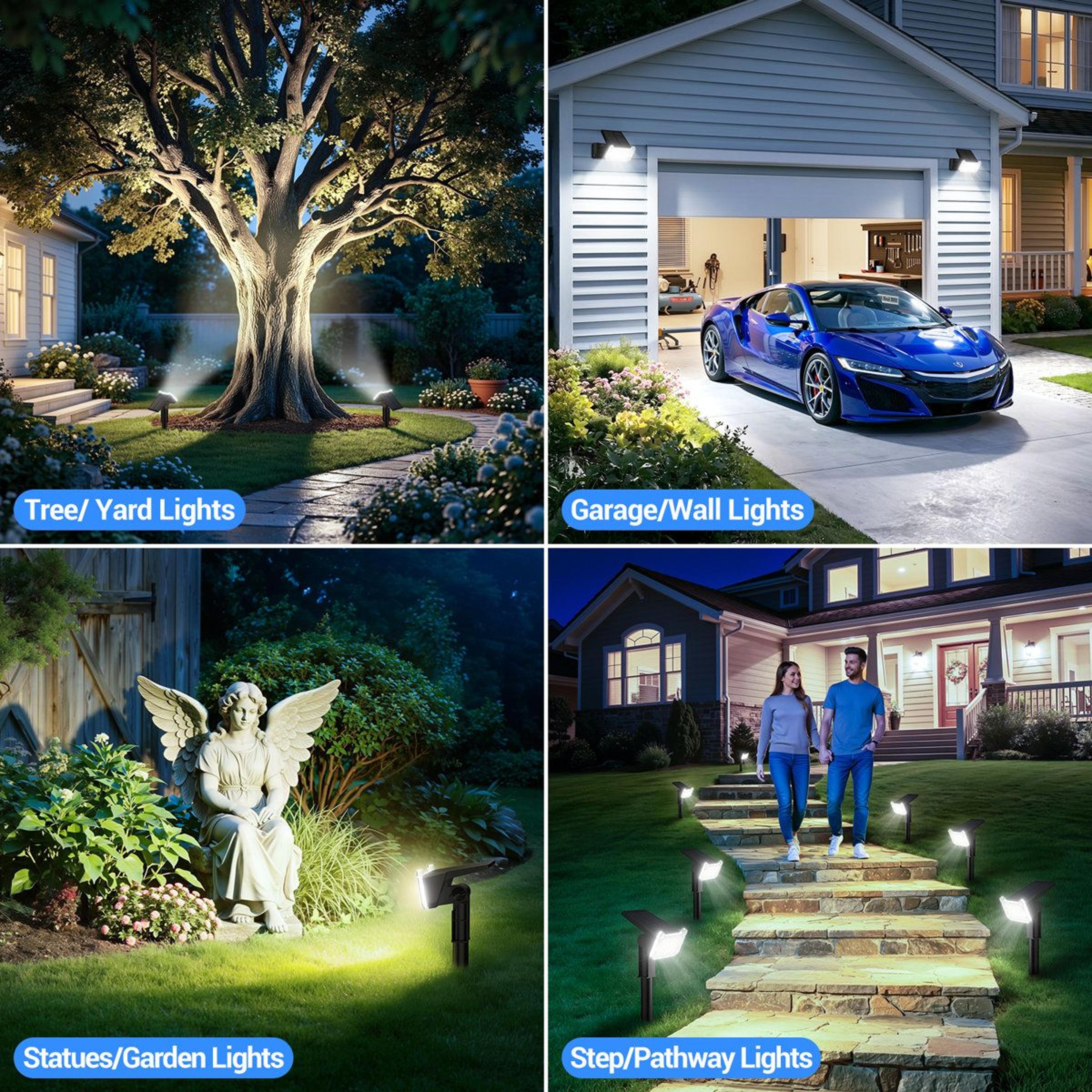 1000 Lumen Solar Spot Lights Outdoor Waterproof Landscape Lights Set Of 4 2