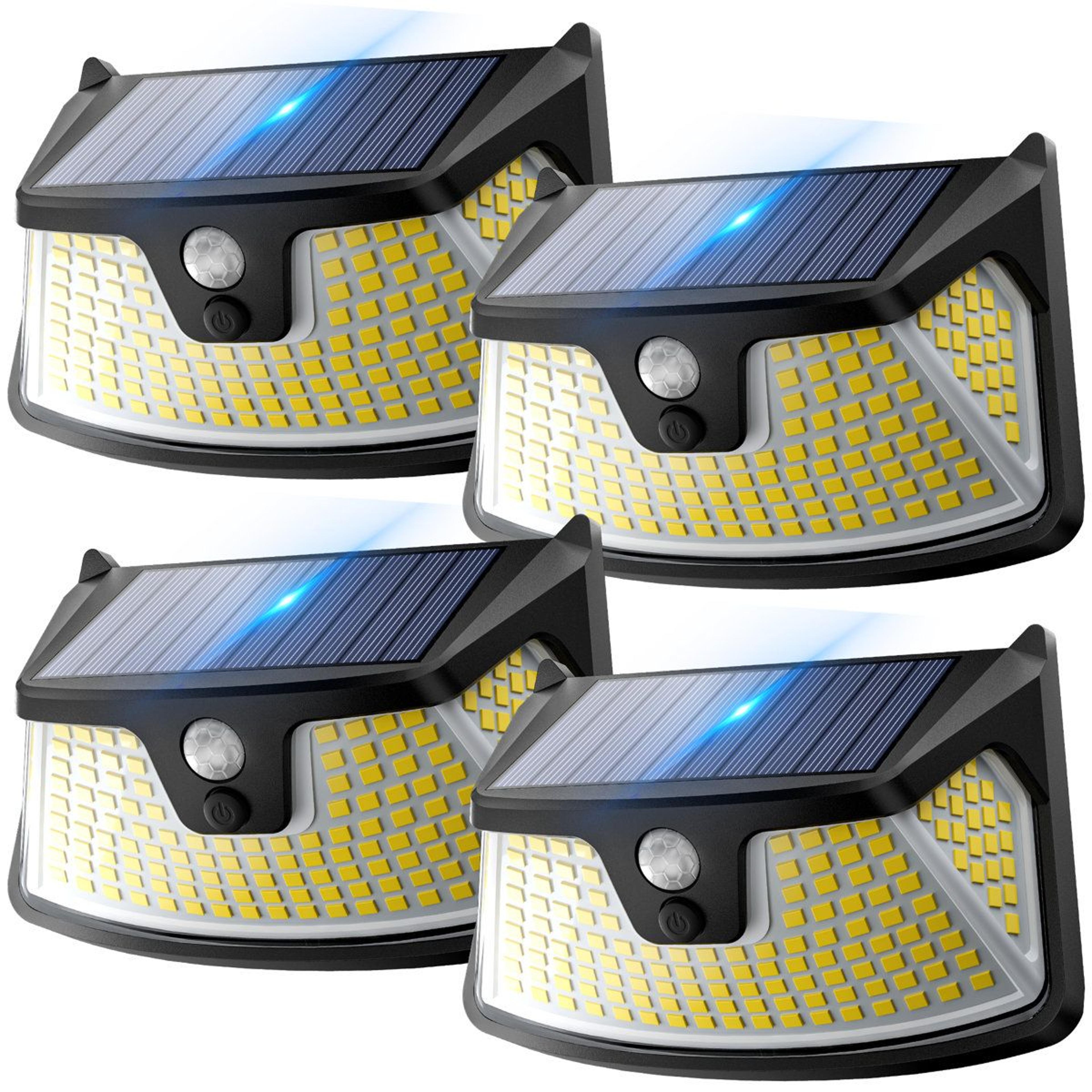 152 led solar motion sensor outdoor wall lights 850 lumen waterproof security lights set of 4