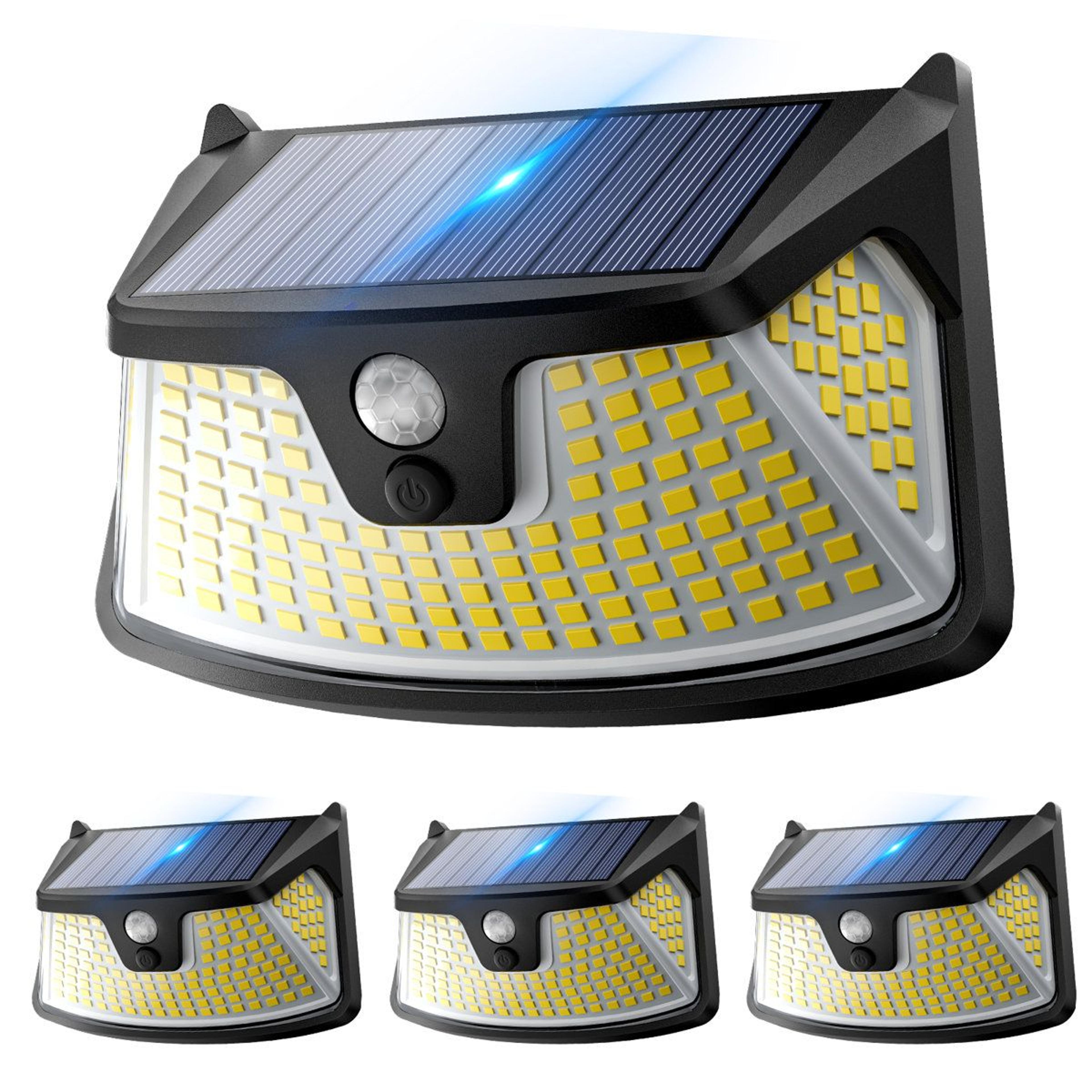 152 LED Solar Motion Sensor Outdoor Wall Lights 850 Lumen Waterproof Security Lights Set Of 4 2