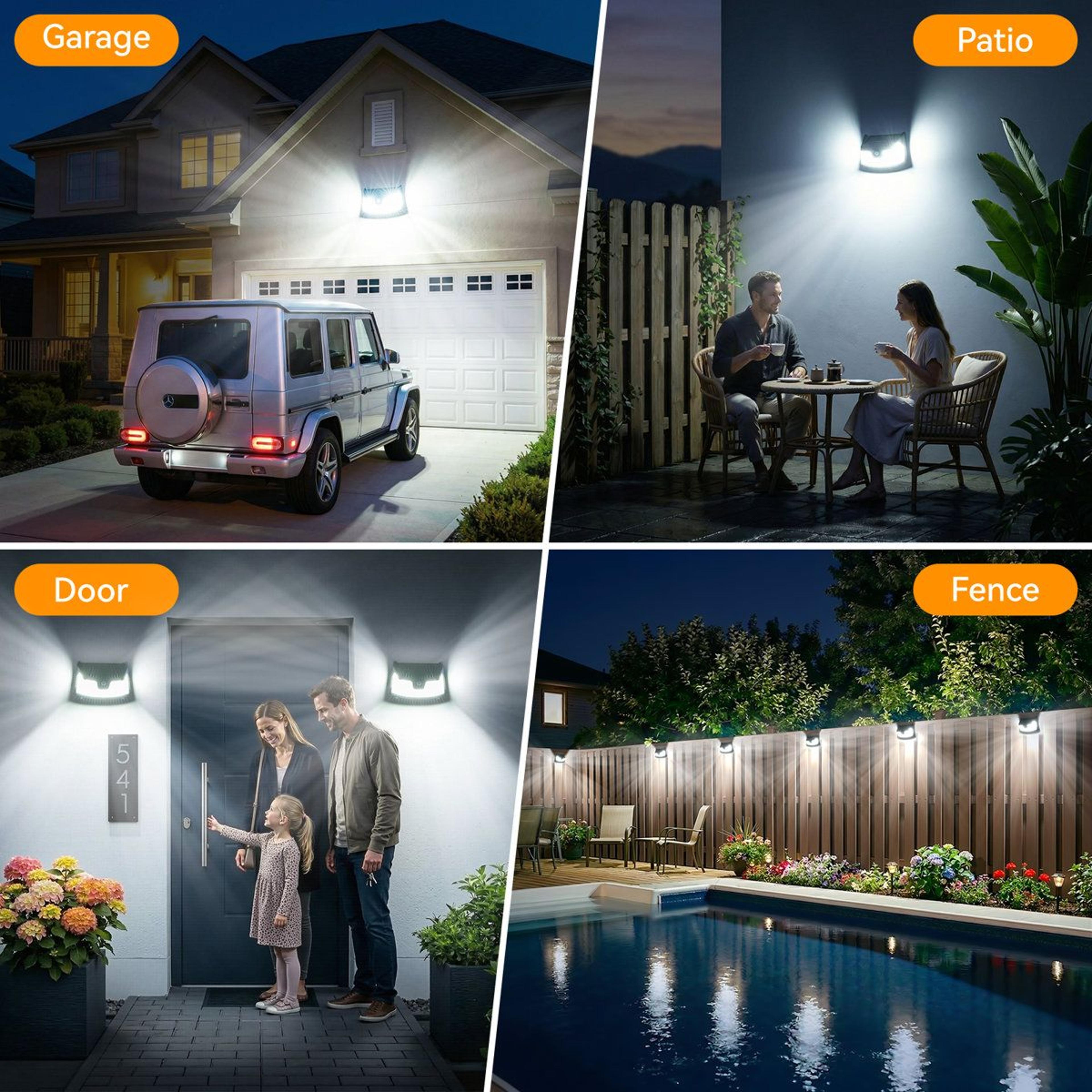 152 LED Solar Motion Sensor Outdoor Wall Lights 850 Lumen Waterproof Security Lights Set Of 4 6