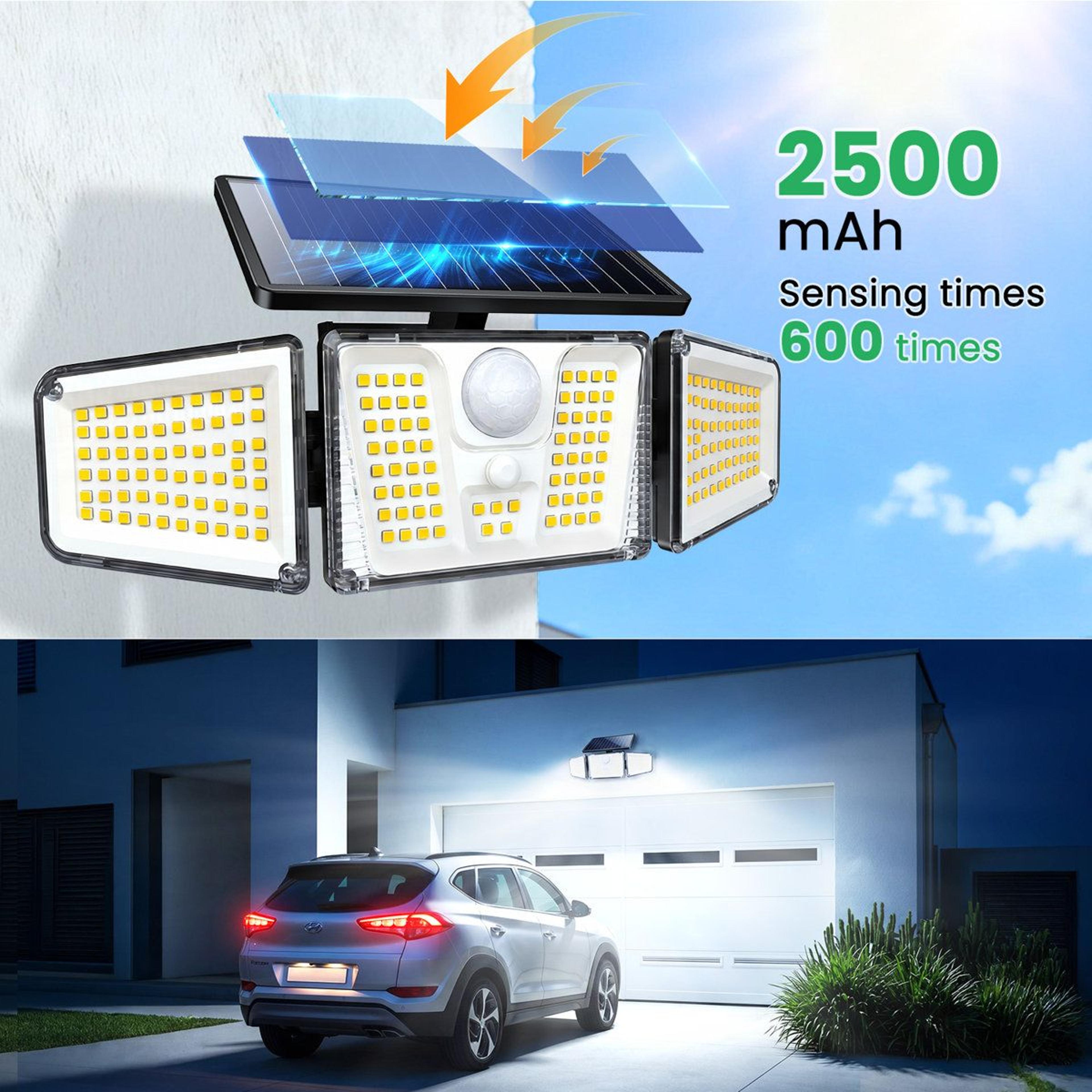 210 LED Solar Motion Sensor Outdoor Security Lights 3 Head Wide Angle Waterproof Set Of 2 2