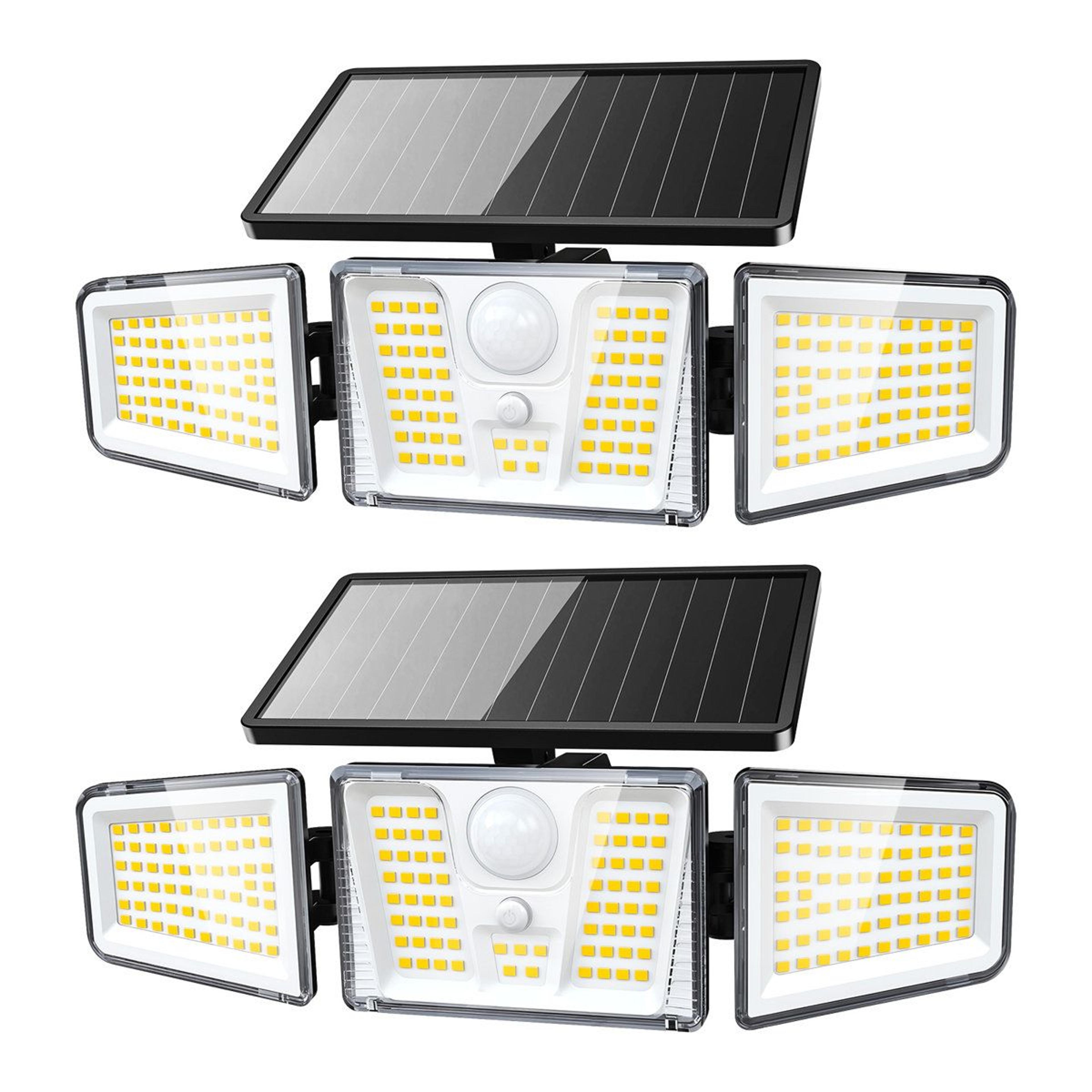 210 LED Solar Motion Sensor Outdoor Security Lights 3 Head Wide Angle Waterproof Set Of 2 3