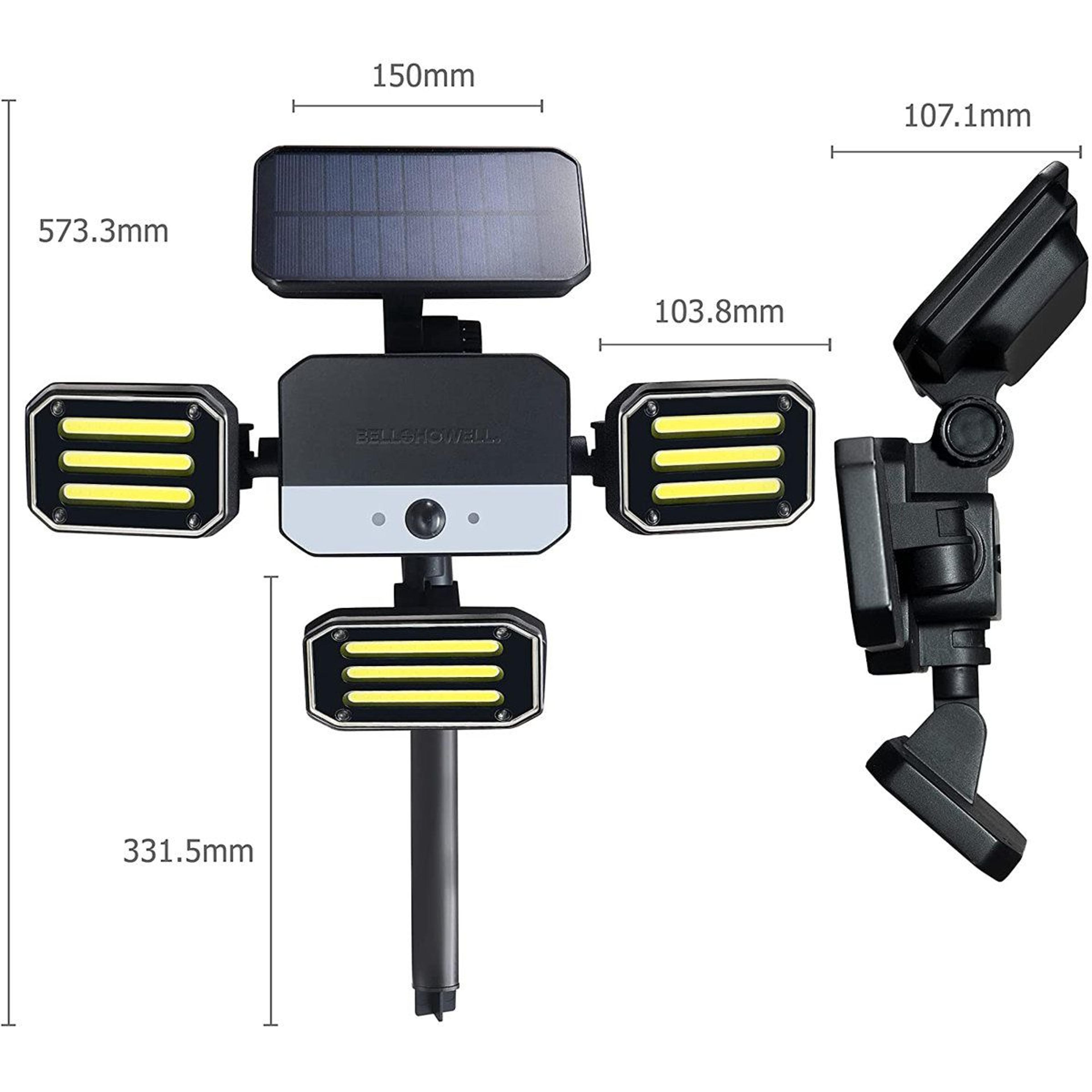 Solar Motion Sensor Floodlight With Remote Control Adjustable LED Panels And Wide Coverage 10