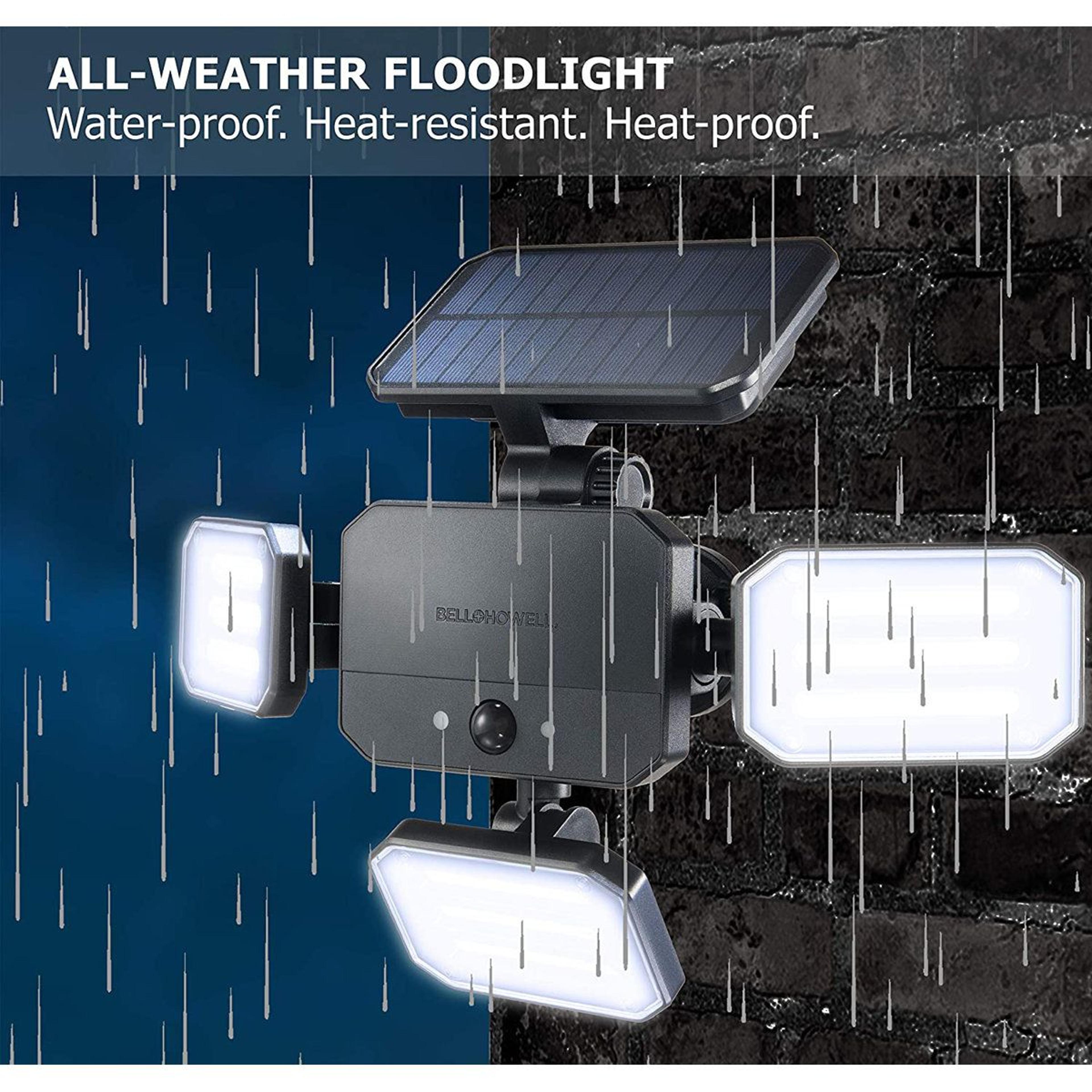 Solar Motion Sensor Floodlight With Remote Control Adjustable LED Panels And Wide Coverage 3