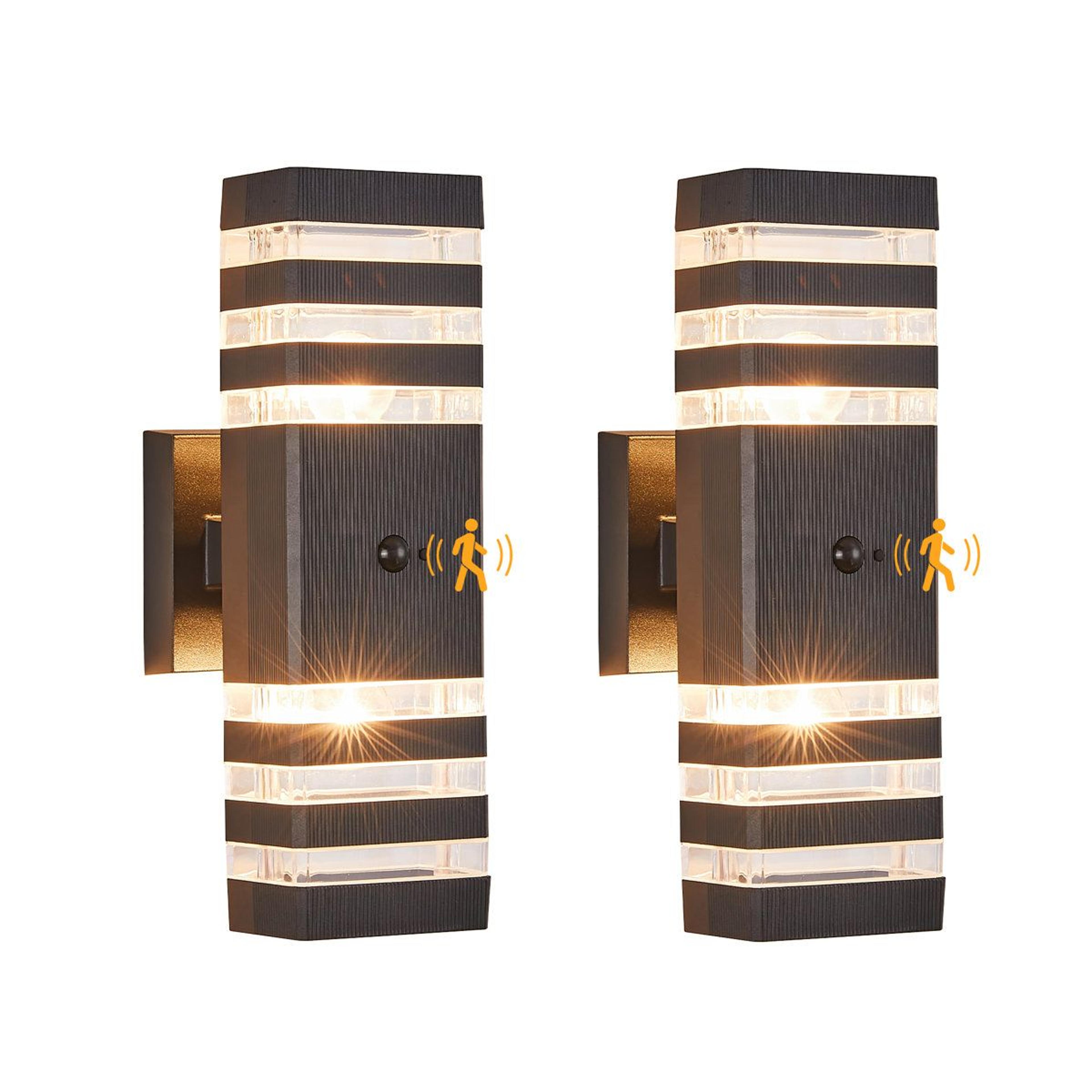 motion sensor outdoor wall lights dusk to dawn up down porch lights set of 2