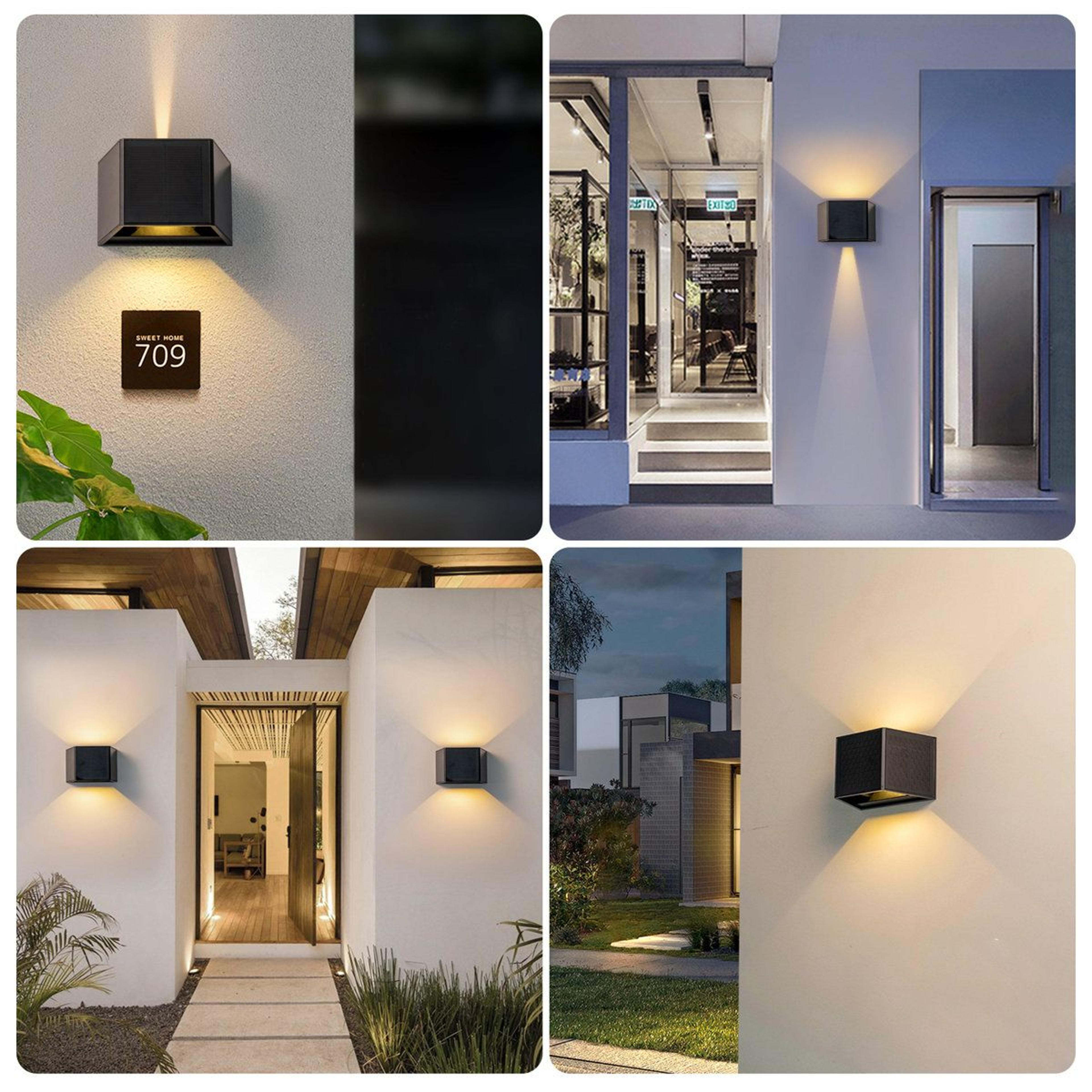Adjustable Solar Wall Lights Outdoor Waterproof Up Down Sconce 4