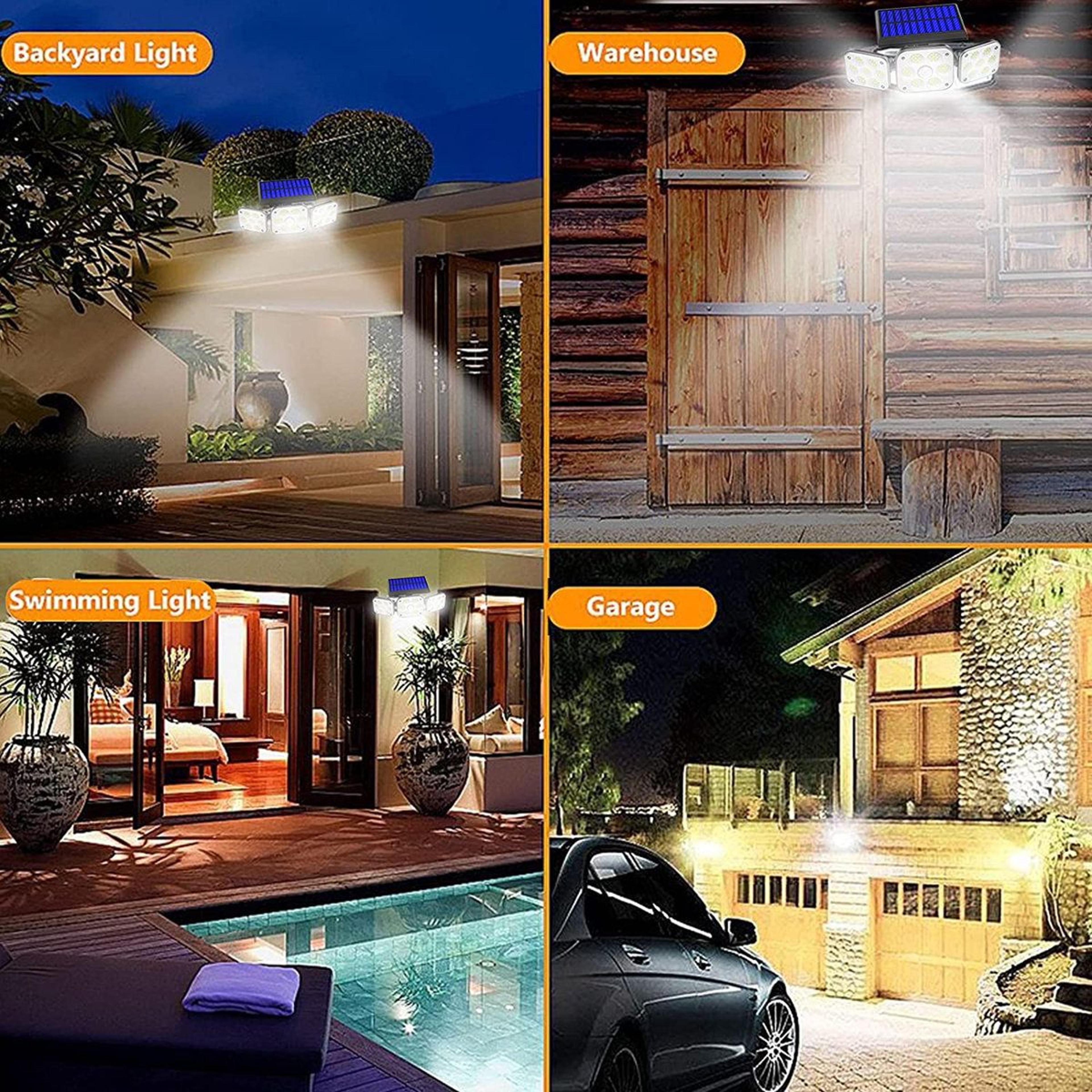Solar Motion Sensor Security Light With 3 Adjustable Heads Remote Control And 800LM LED Illuminatio 1