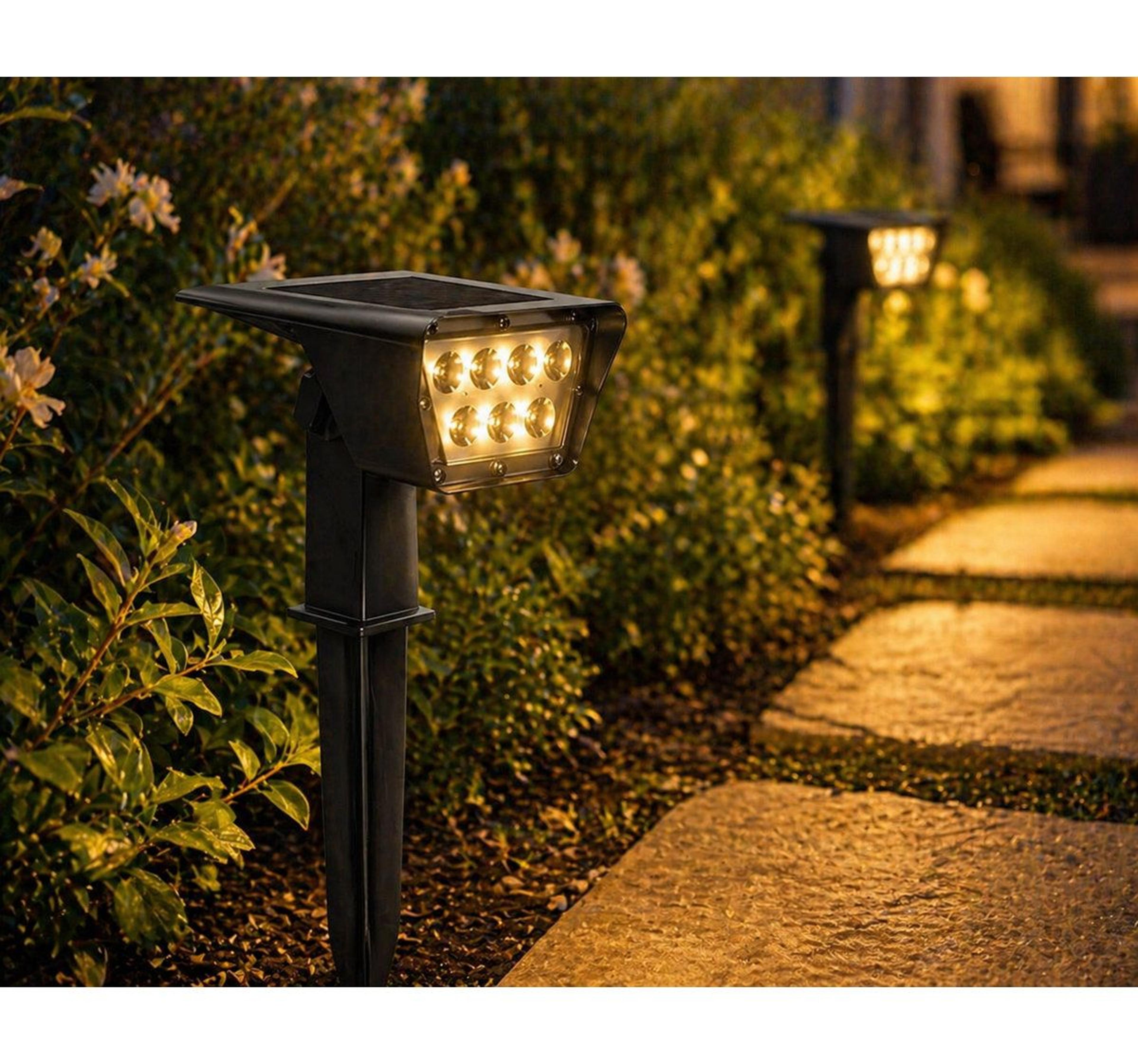 300 Lumen Adjustable Solar Landscape Spotlights Dusk To Dawn Outdoor Lights Set Of 2 8