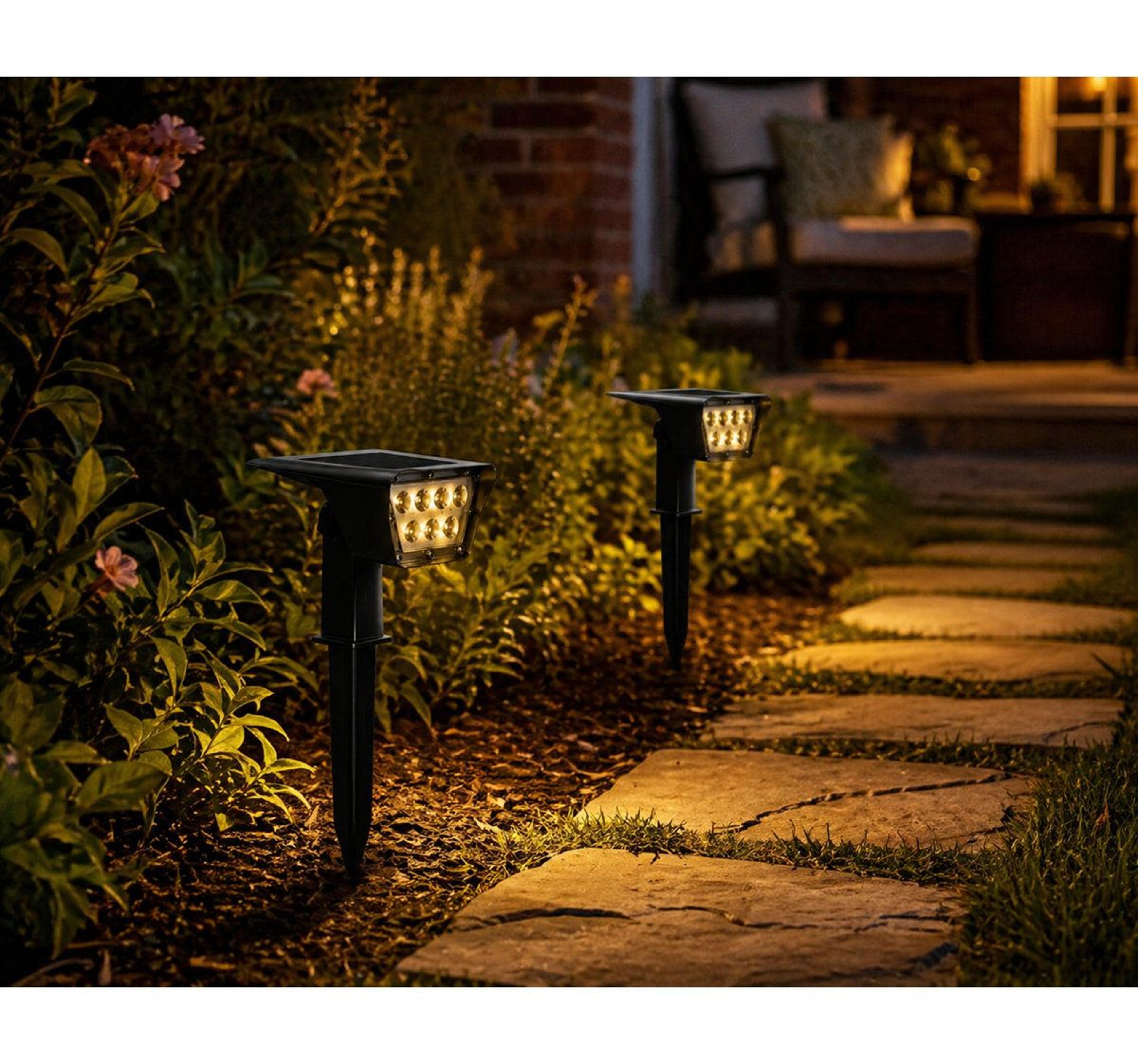 300 Lumen Adjustable Solar Landscape Spotlights Dusk To Dawn Outdoor Lights Set Of 2 5