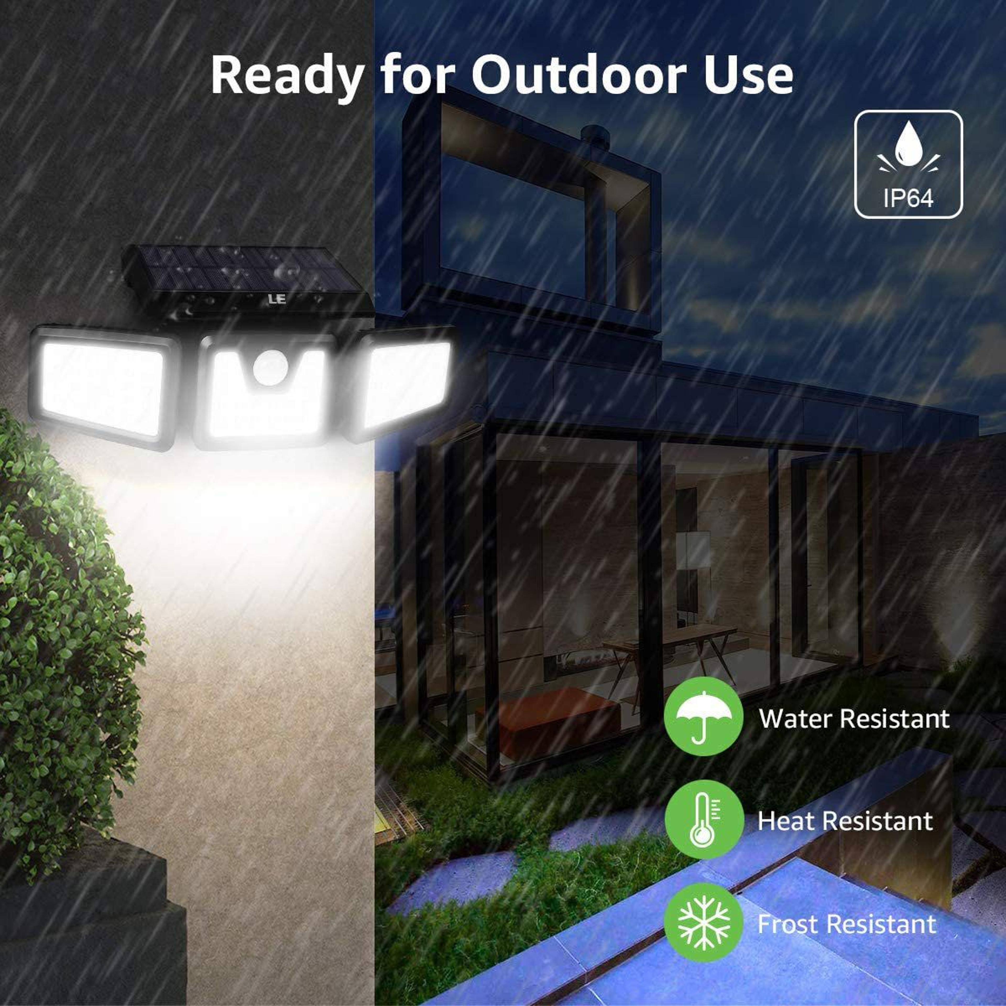 Solar Motion Sensor Security Light 3 Head 74 LED Waterproof Outdoor Flood Light 2